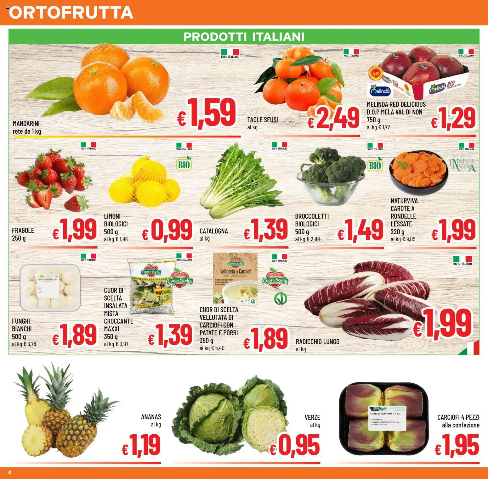 Volantino A&O del 28.01.2026 | Pagina: 4 | Prodotti: Mandarini, Carote, Ananas, Funghi