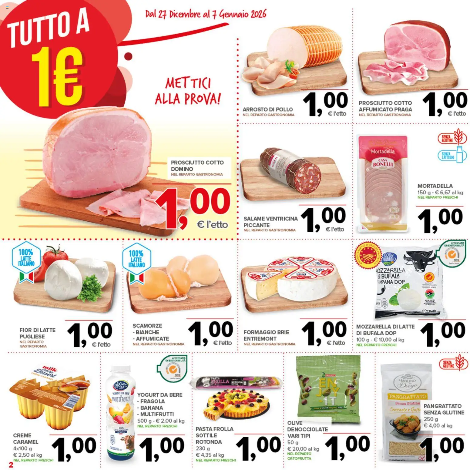 Volantino Todis del 27.12.2025 | Pagina: 2 | Prodotti: Prosciutto Cotto, Salame, Formaggio, Olive