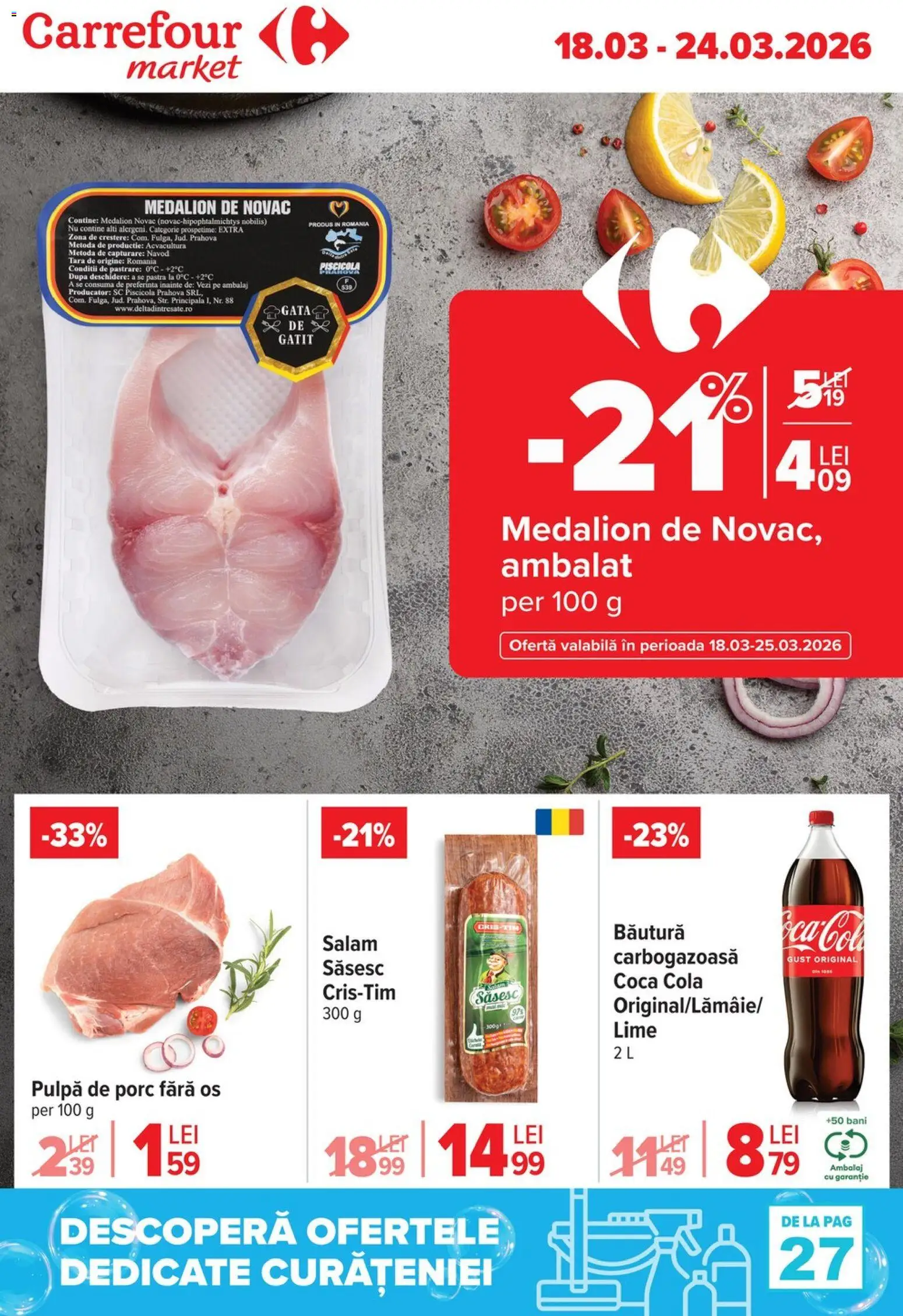 Noul catalog Carrefour – valabil de la 18.03.2026 | Pagină: 1 | Produse: Lime, Amerikan servis, Salam