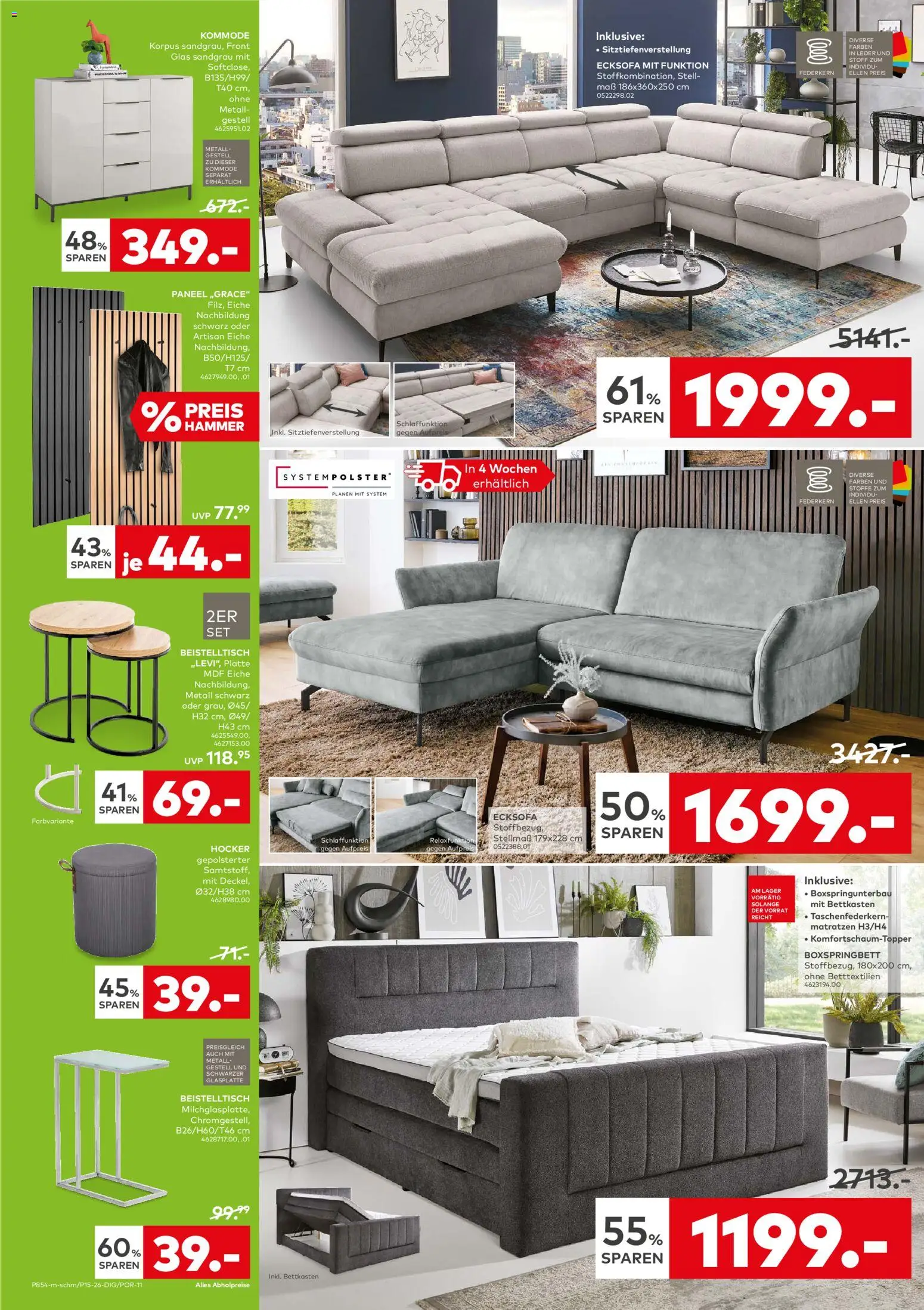 Porta! Prospekt – gültig ab 30.03.2026 | Seite: 2 | Produkte: Hocker, Ecksofa, Kommode, Boxspringbett