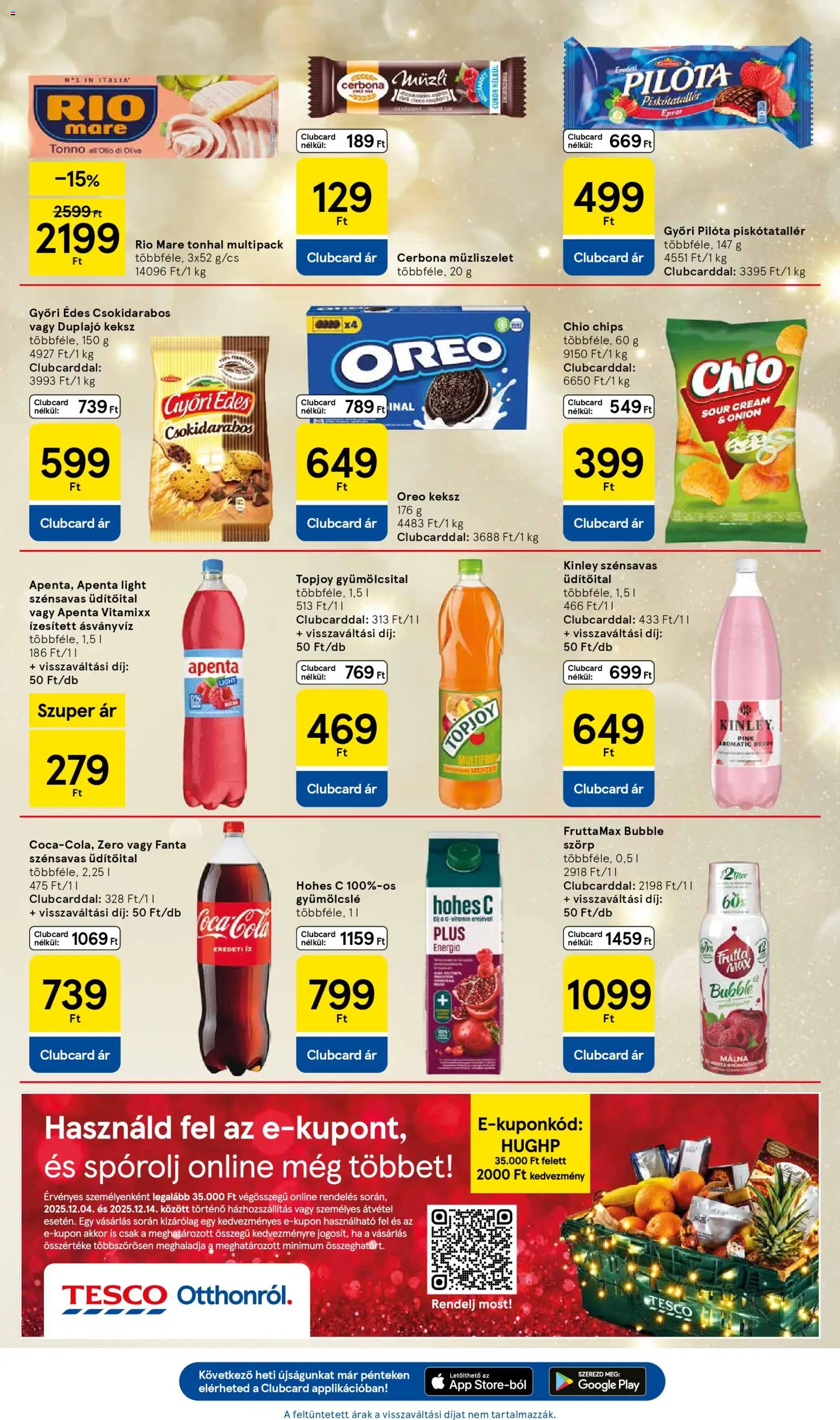 Tesco akciós ujság - amely érvényes a következő dátumtól: 04.12.2025 | Oldal: 5 | Termékek: Chips, Tonhal, Gyümölcslé, Müzliszelet