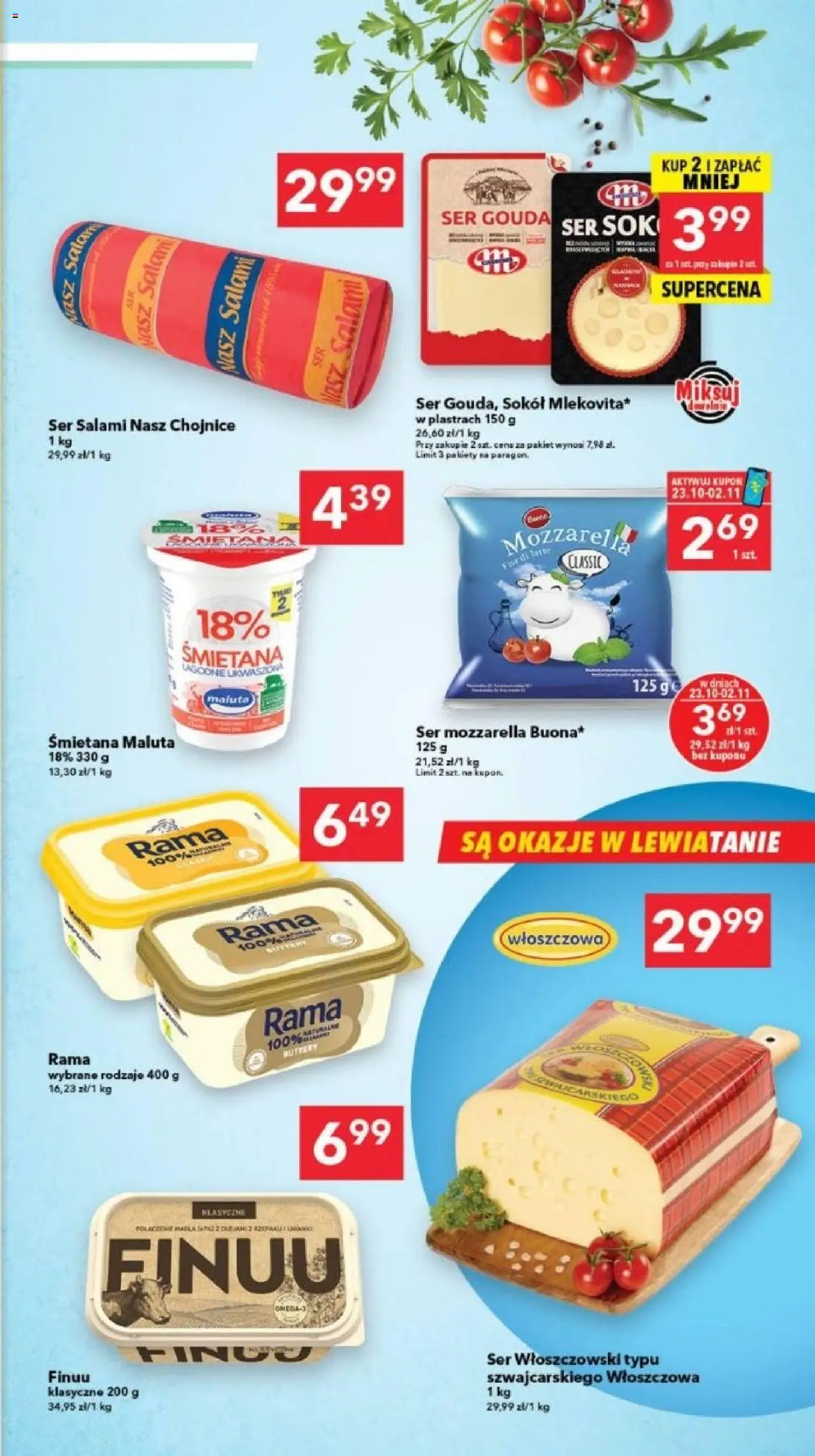 Lewiatan gazetka - Gdańsk od 23.10.2025 | Strona: 5 | Produkty: Salami, Śmietana, Mozzarella, Ser gouda