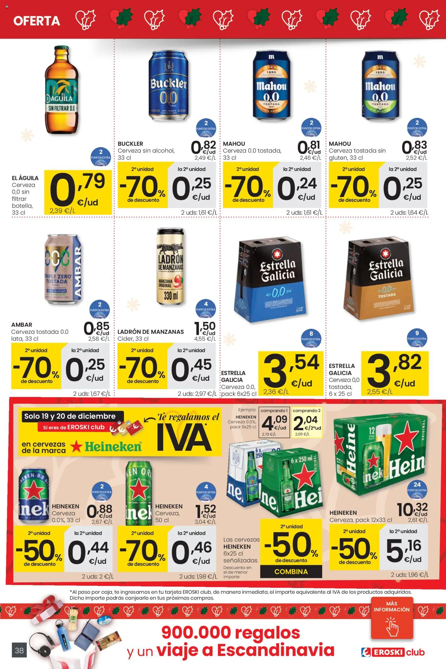 Eroski - Center │ válido desde el 18.12.2025 | Página: 38 | Productos: Cerveza, Manzanas, Té, Σπανάκι