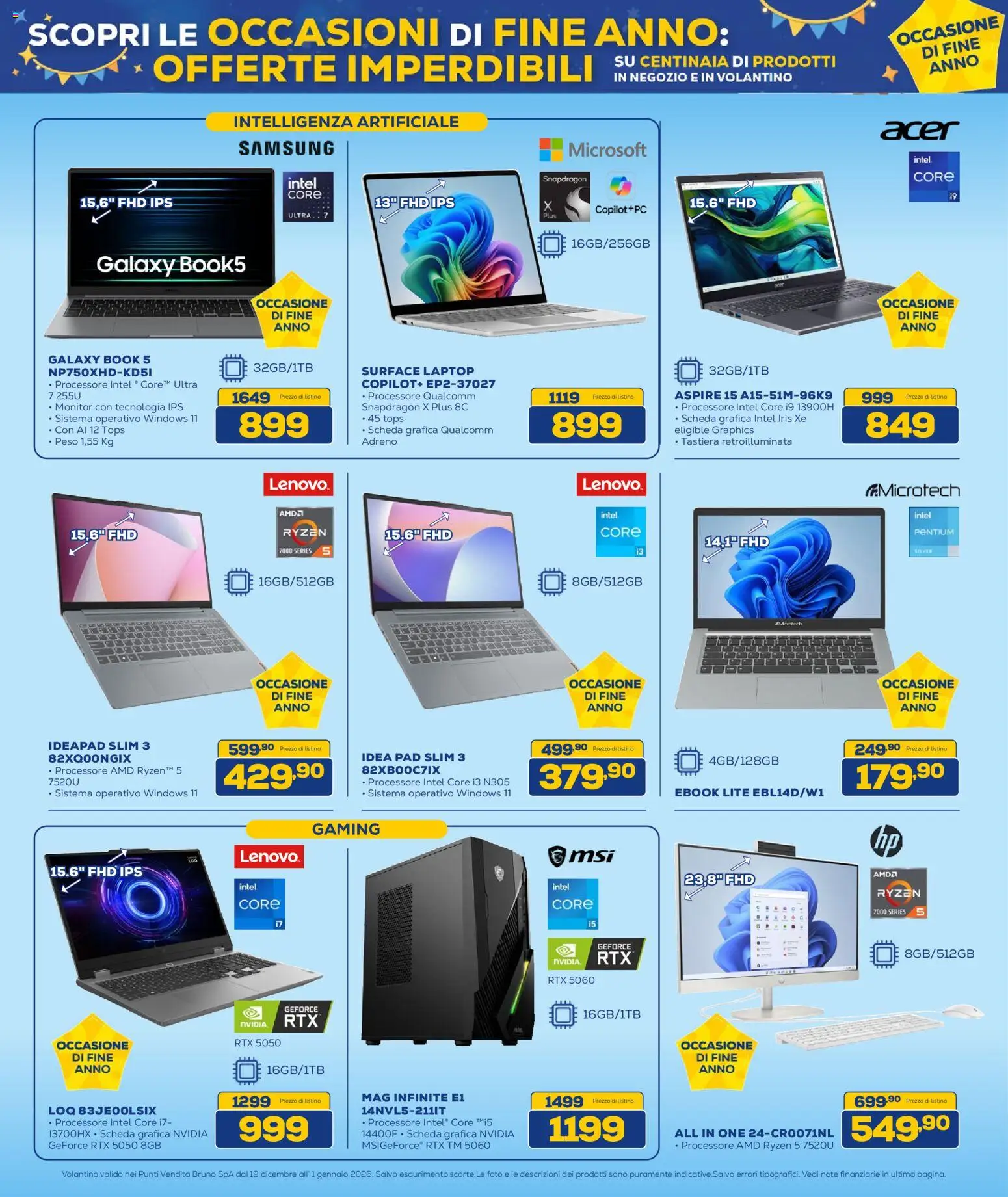 Volantino Euronics del 19.12.2025 | Pagina: 7 | Prodotti: Monitor, Laptop, Tastiera, Samsung