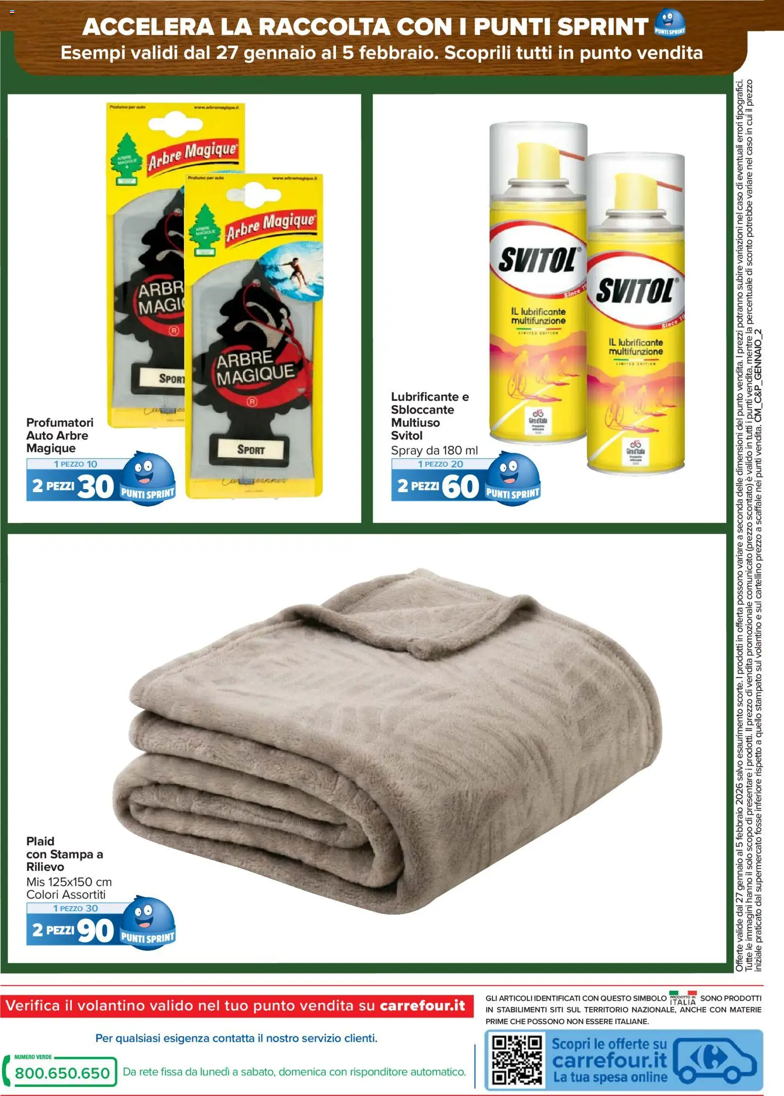 Volantino Carrefour del 27.01.2026 | Pagina: 18 | Prodotti: Plaid, Lubrificante, Scaffale, Stampa