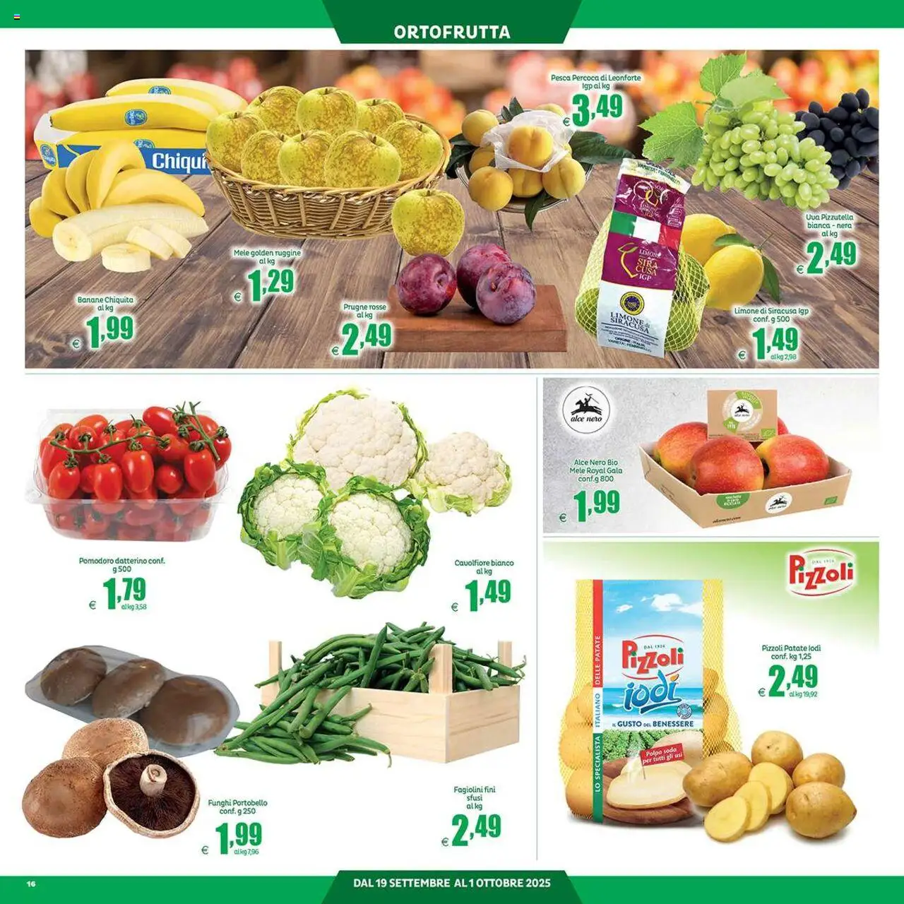 Volantino Elite Supermercati del 19.09.2025 | Pagina: 16 | Prodotti: Patate, Pomodoro, Pesca, Cavolfiore