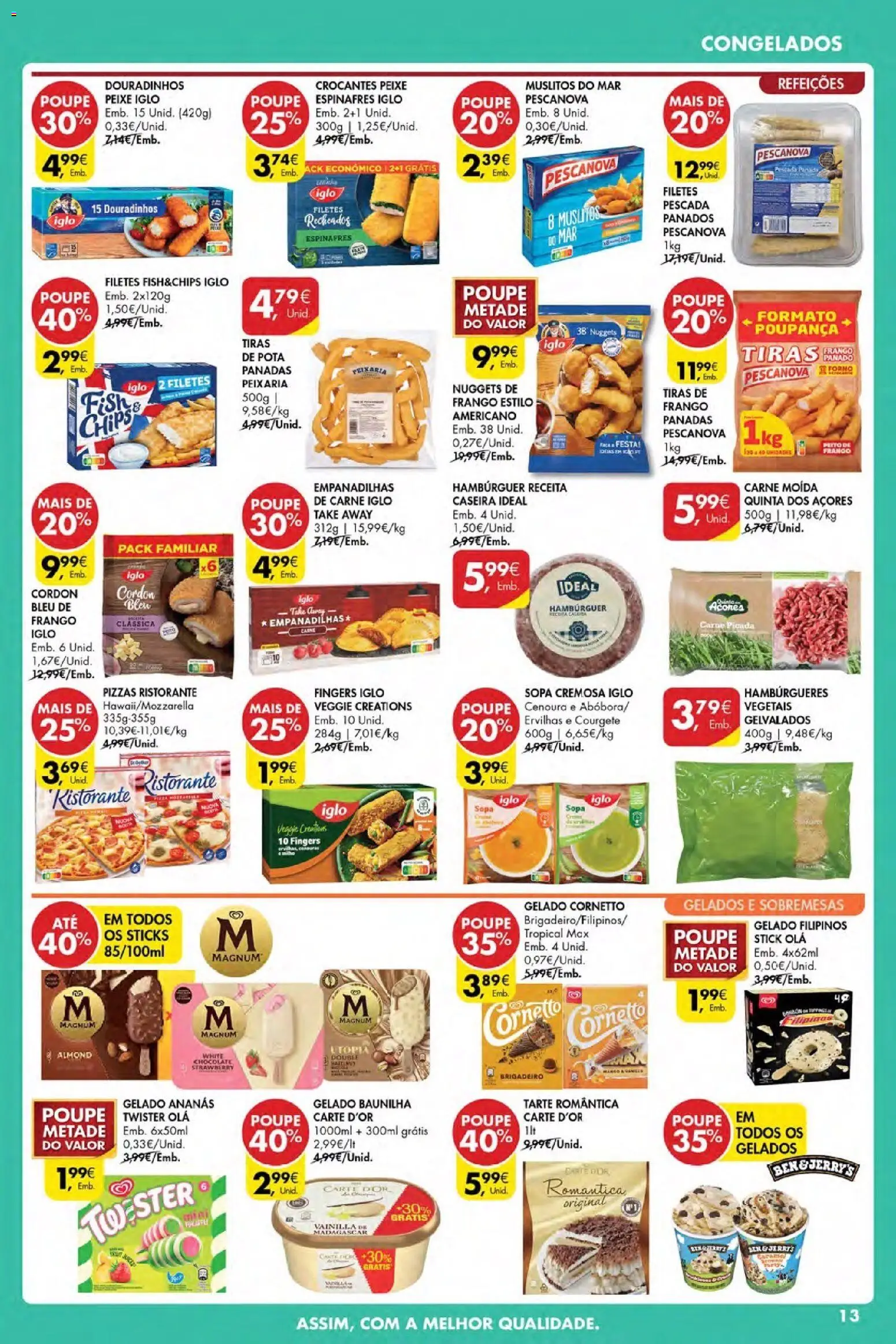 Pingo Doce Poupe Esta Semana Açores │ válido de 15.01.2026 | Página: 13 | Produtos: Espinafres, Faca, Gelado, Carne