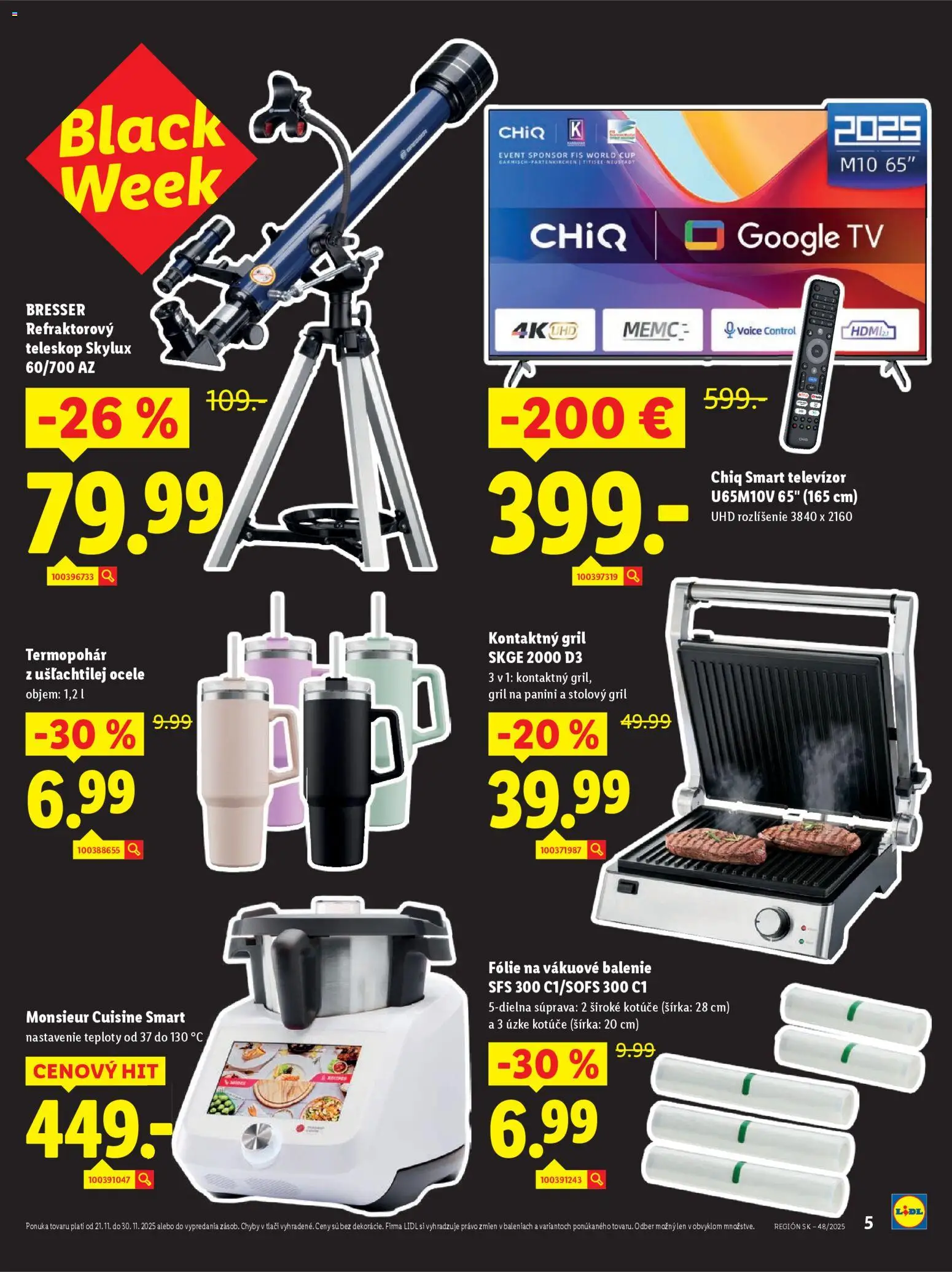 Nové Lidl akcie – leták je platný od 21.11.2025 | Strana: 5 | Produkty: Gril, Tv, Smart TV