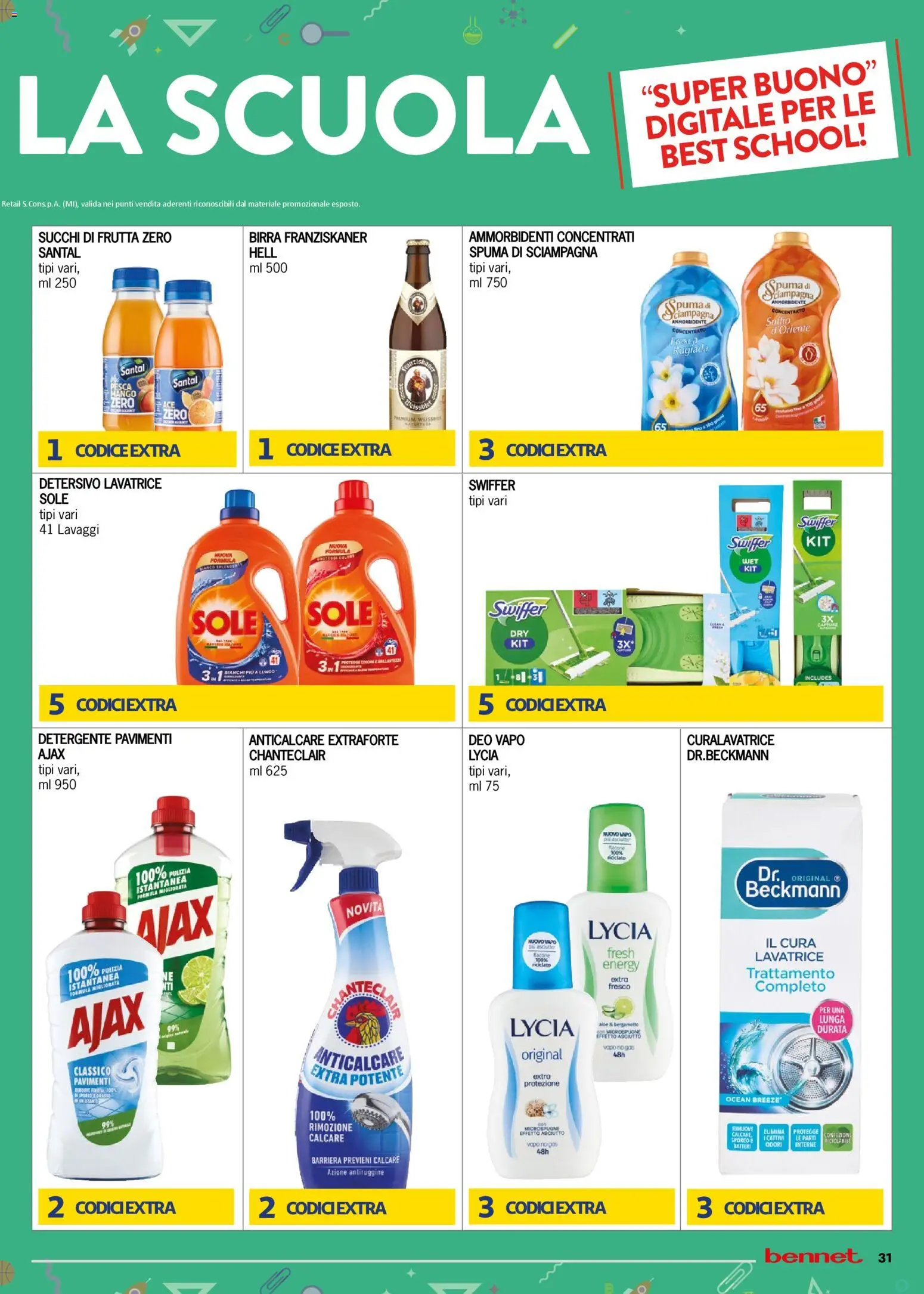Volantino bennet del 27.11.2025 | Pagina: 31 | Prodotti: Birra, Ammorbidente, Anticalcare, Lavatrice