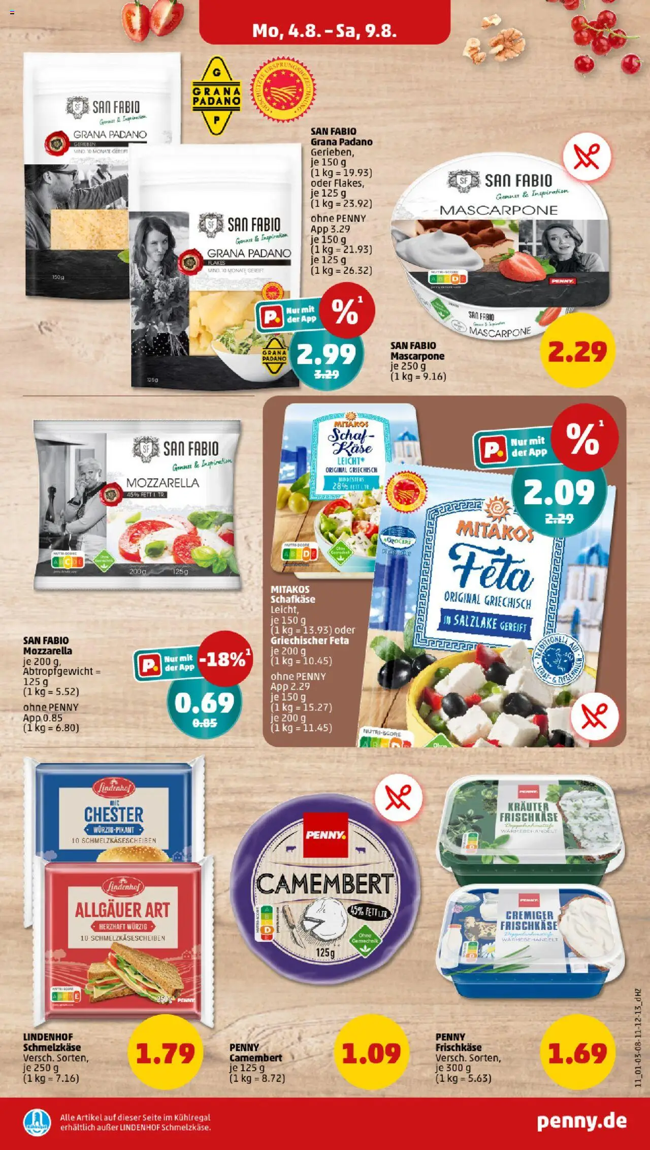 Penny Prospekt 	 - gültig ab dem 04.08.2025 | Seite: 11 | Produkte: Käse, Mascarpone, Mozzarella, Frischkase