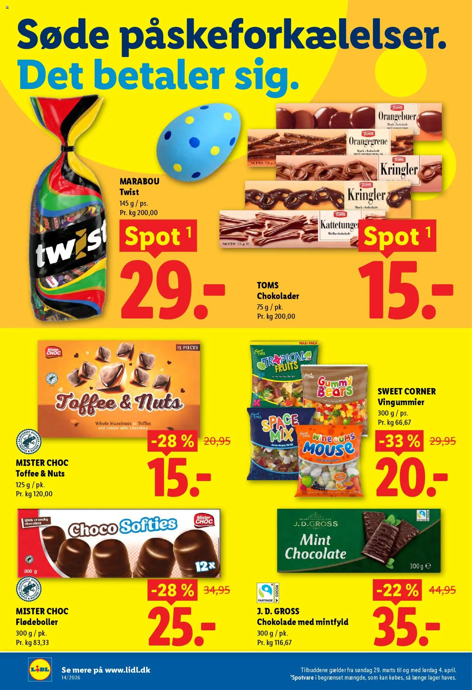 Lidl tilbudsavis – gyldig fra 29.03.2026 | Side: 16 | Produkter: Chokolade, Flødeboller, Søm
