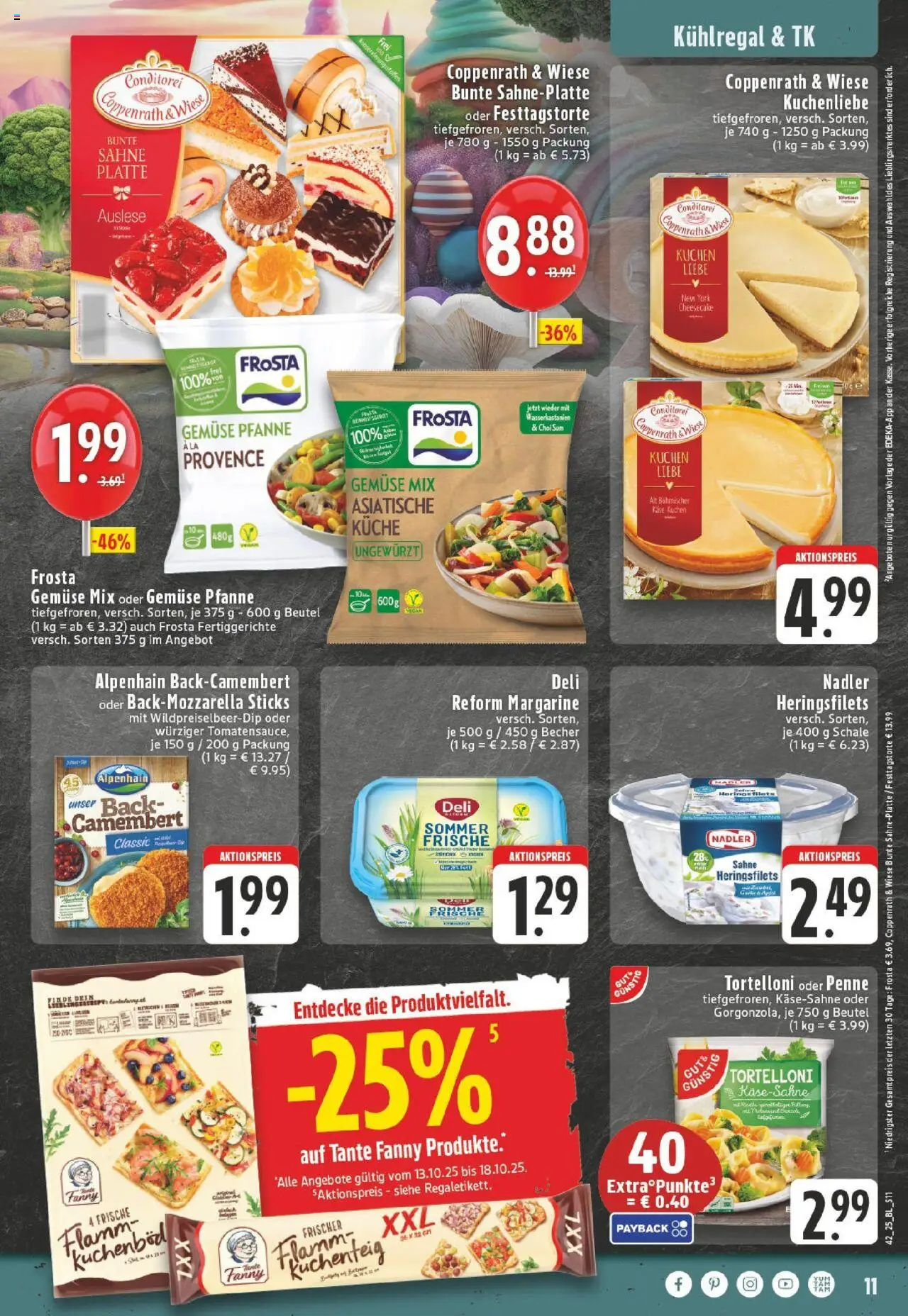 Edeka prospekt Lienen	 – gültig ab 13.10.2025 | Seite: 11 | Produkte: Käse, Mozzarella, Gemüse, Kuchen