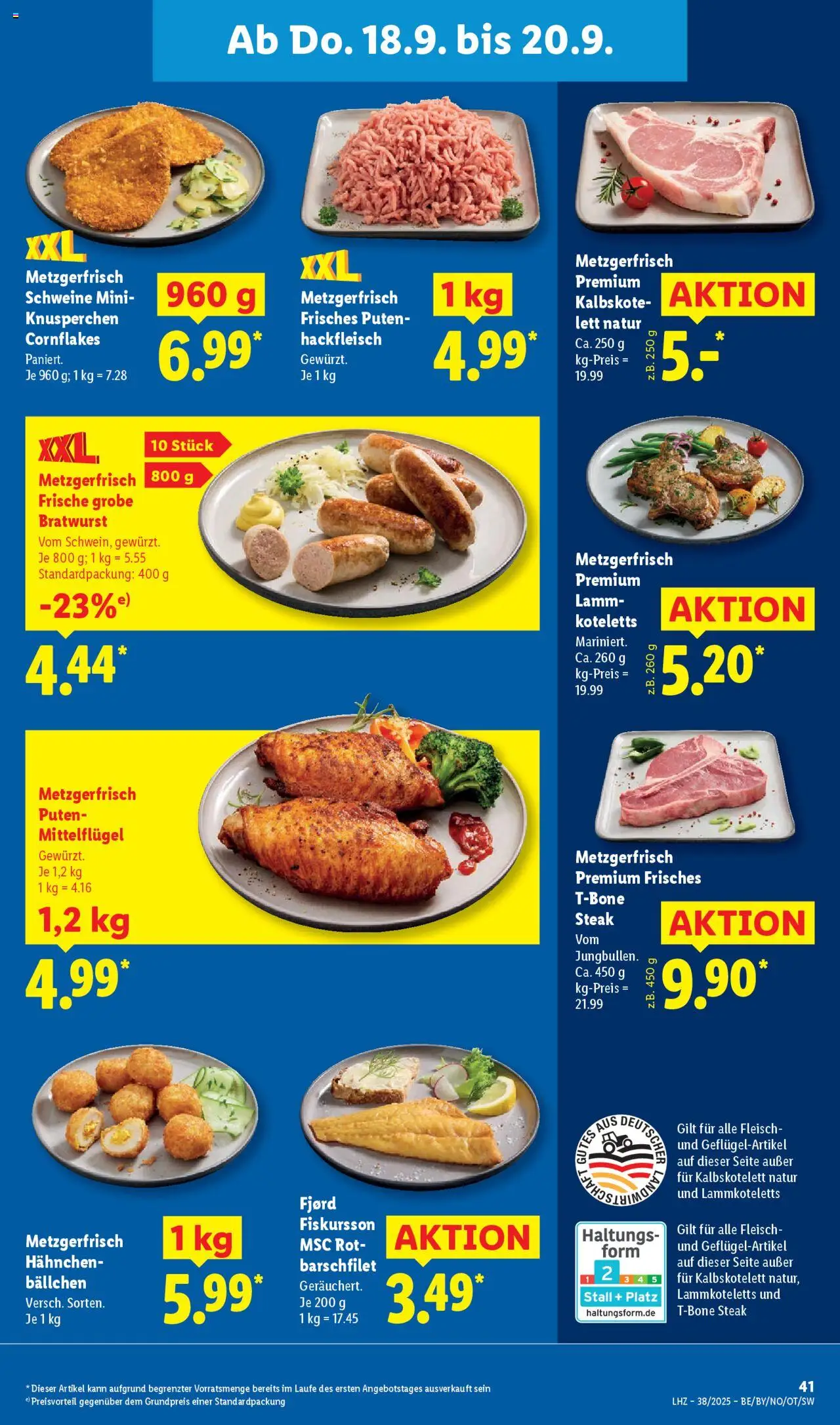 Lidl Prospekt Zossen – gültig ab 15.09.2025 | Seite: 61 | Produkte: Hahnchen, Bratwurst, Fleisch, Hackfleisch