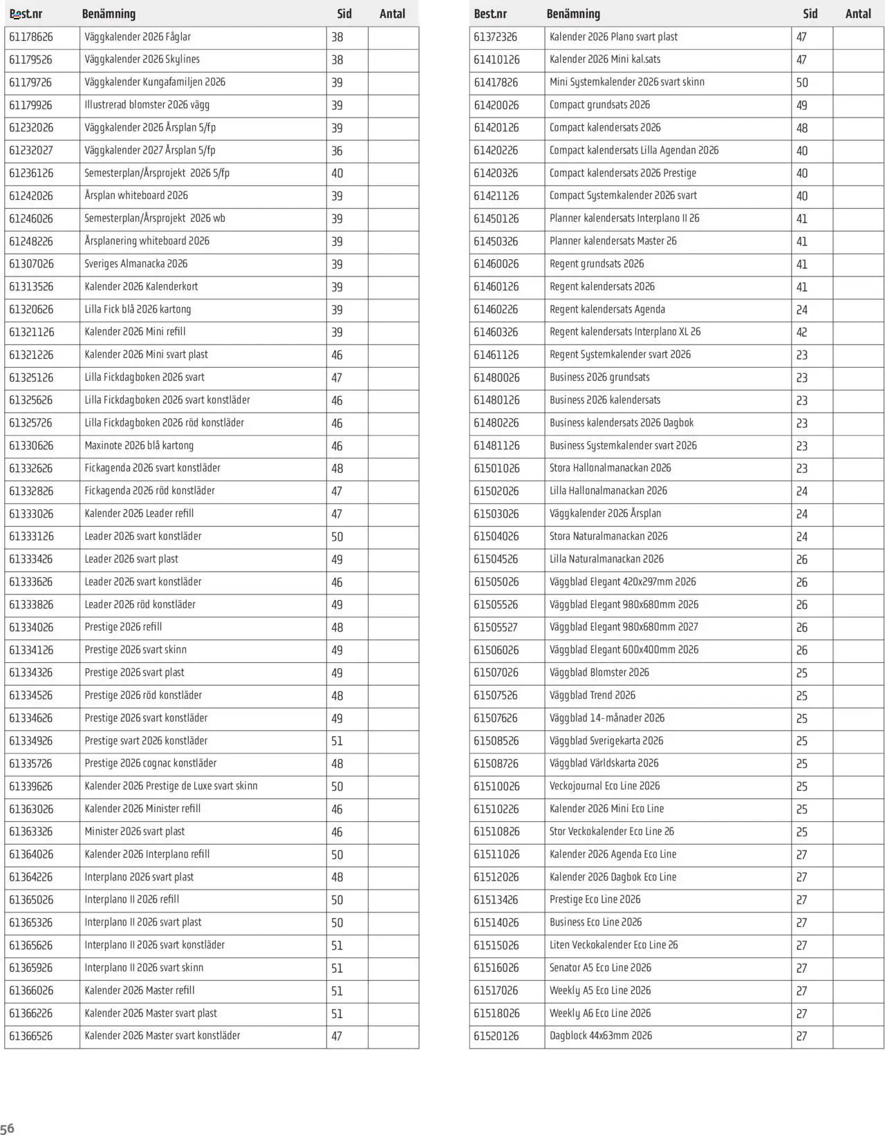 Office Depot reklamblad aktuell från 08.09.2025 | Sida: 56 | Produkter: Kartong, Kalender