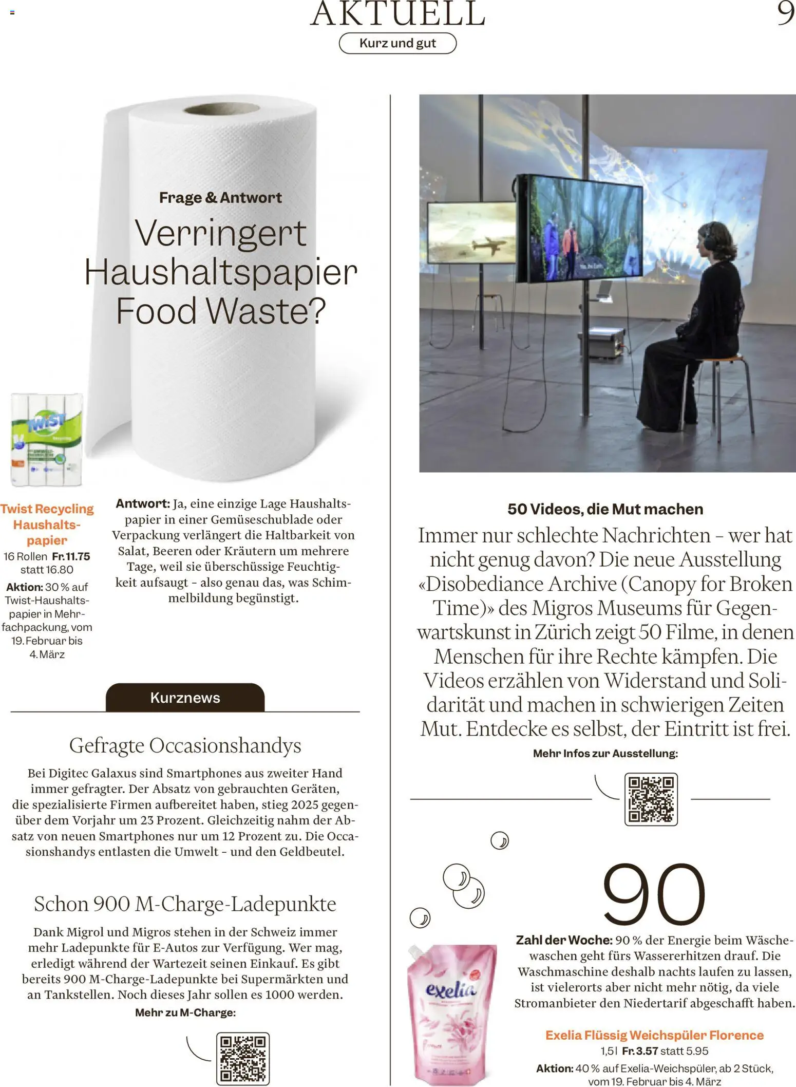 Migros Magazin – gültig ab 18.02.2026 | Seite: 9 | Produkte: Weichspüler, Waschmaschine