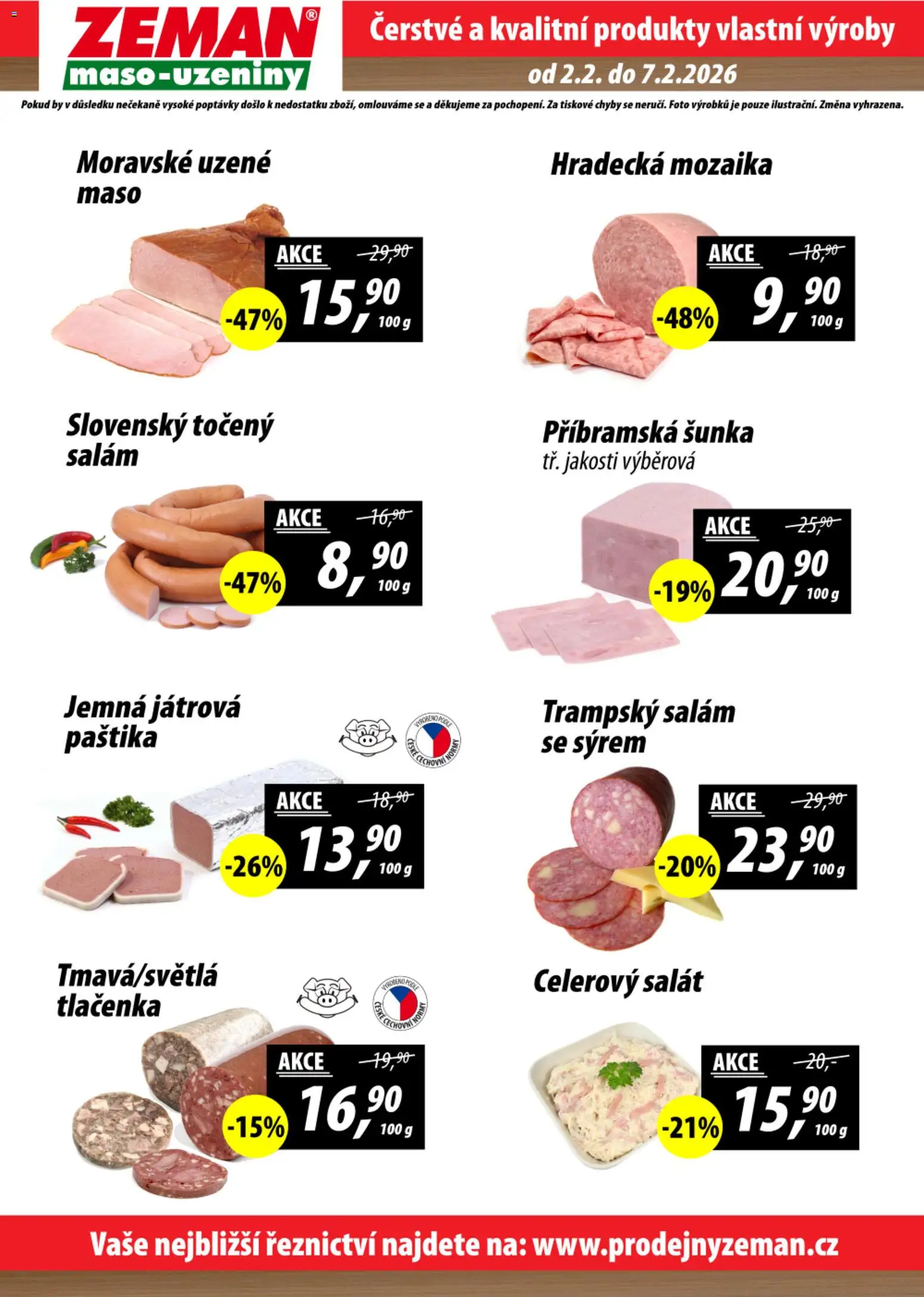 Prodejny Zeman leták od 02.02.2026 | Strana: 2 | Produkty: Salát, Tlačenka, Maso, Paštika