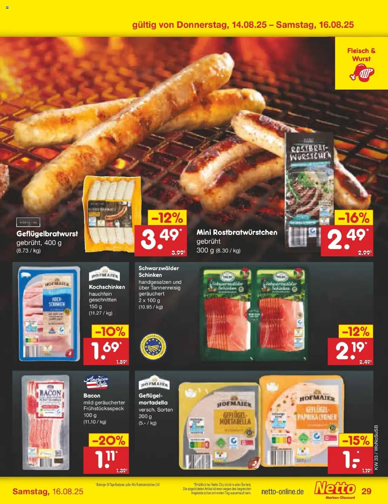 Netto Marken-Discount prospekt Lahnau	 - gültig ab dem 10.08.2025 | Seite: 45 | Produkte: Paprika, Wurst, Schinken, Fleisch