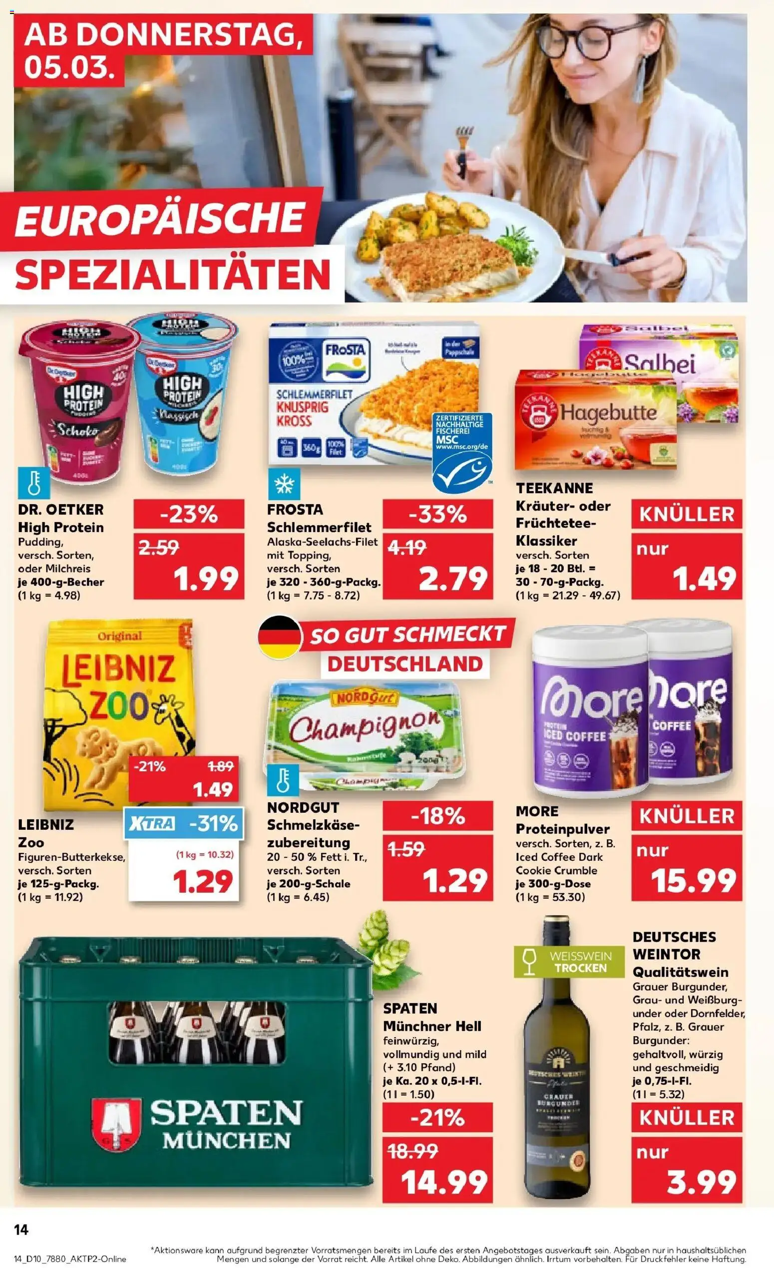 Kaufland Prospekt Flensburg	 – gültig ab 05.03.2026 | Seite: 14 | Produkte: Weißwein, Frosta, Teekanne
