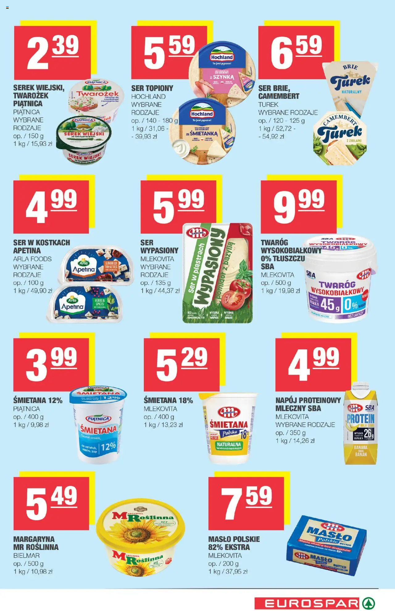 Spar Gazetka - Eurospar od 10.09.2025 | Strona: 5 | Produkty: Ser topiony, Camembert, Margaryna, Śmietana