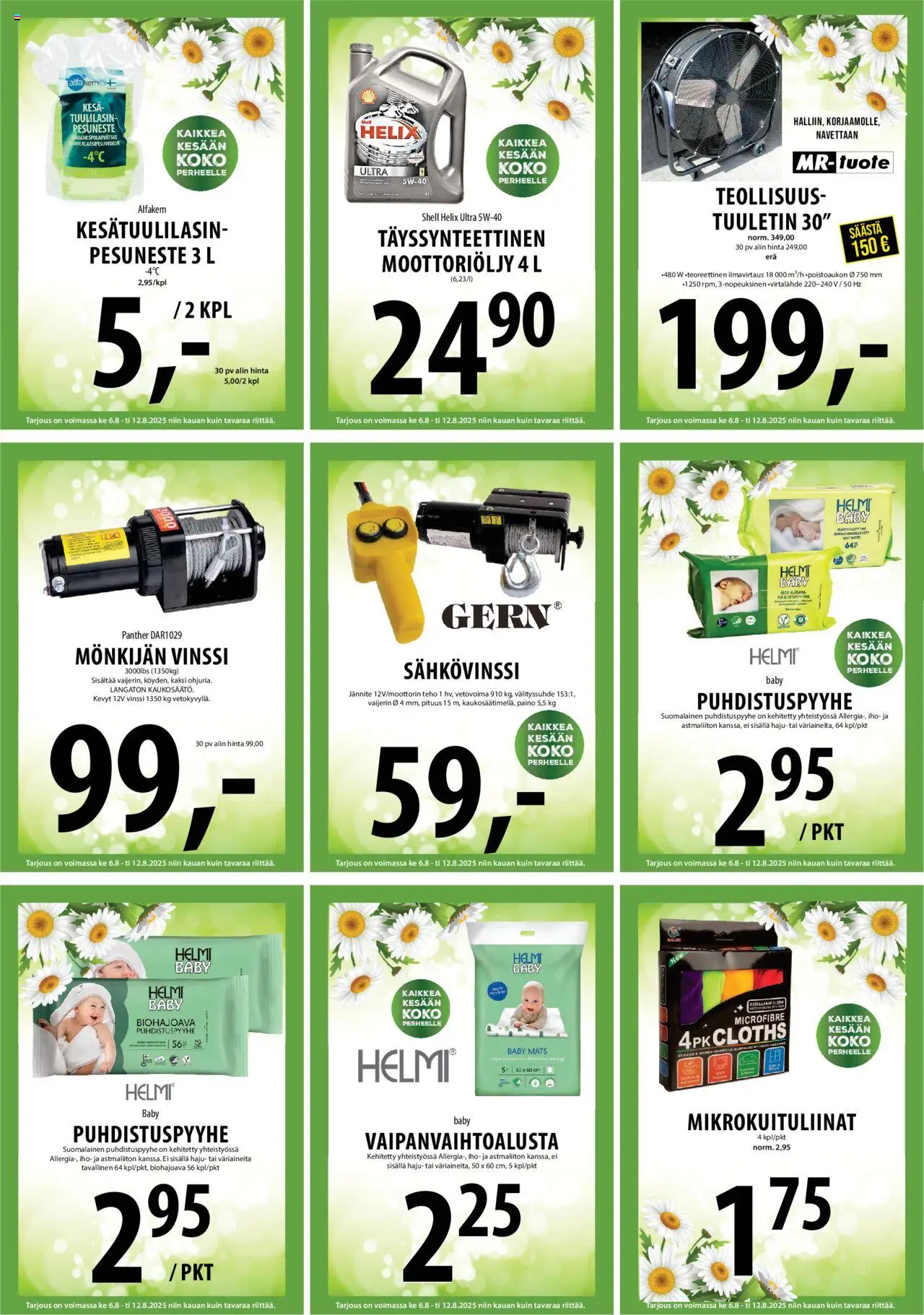  | Sivu: 14 | Tuotteet: Tuuletin, Moottoriöljy, Pesuneste