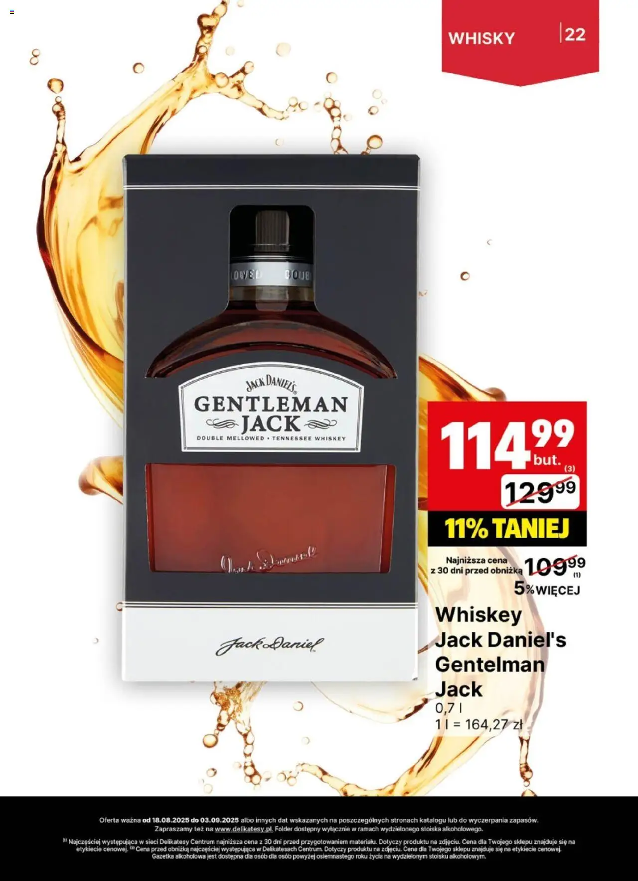 Delikatesy Centrum Gazetka - DeliBarek od 18.08.2025 | Strona: 22 | Produkty: Gentleman Jack, Delikatesy, Jack Daniel's, Whisky