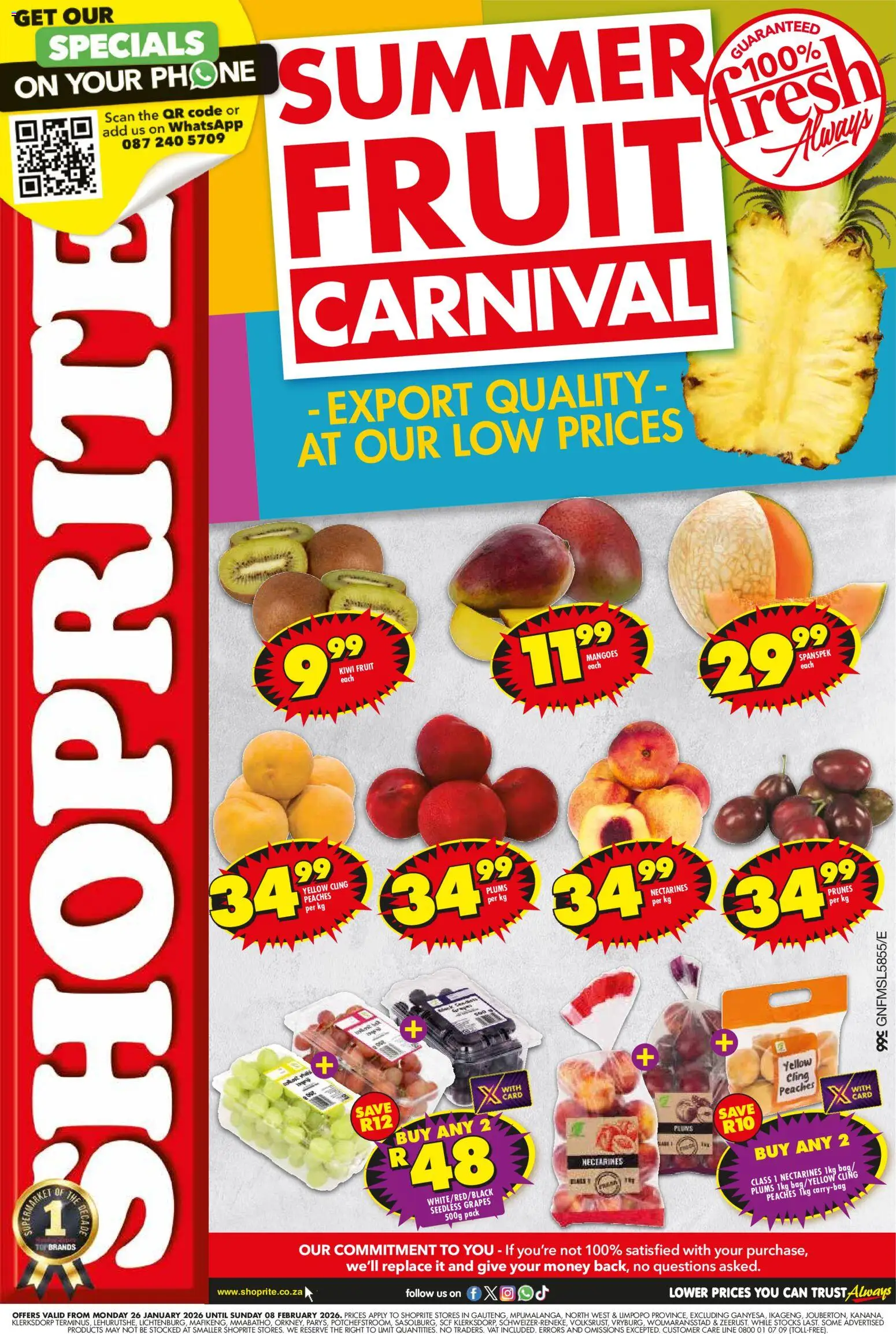 New Shoprite catalogue – valid from 26.01.2026 | Page: 1 | Products: Phone, Bag, Kiwi, Fruit