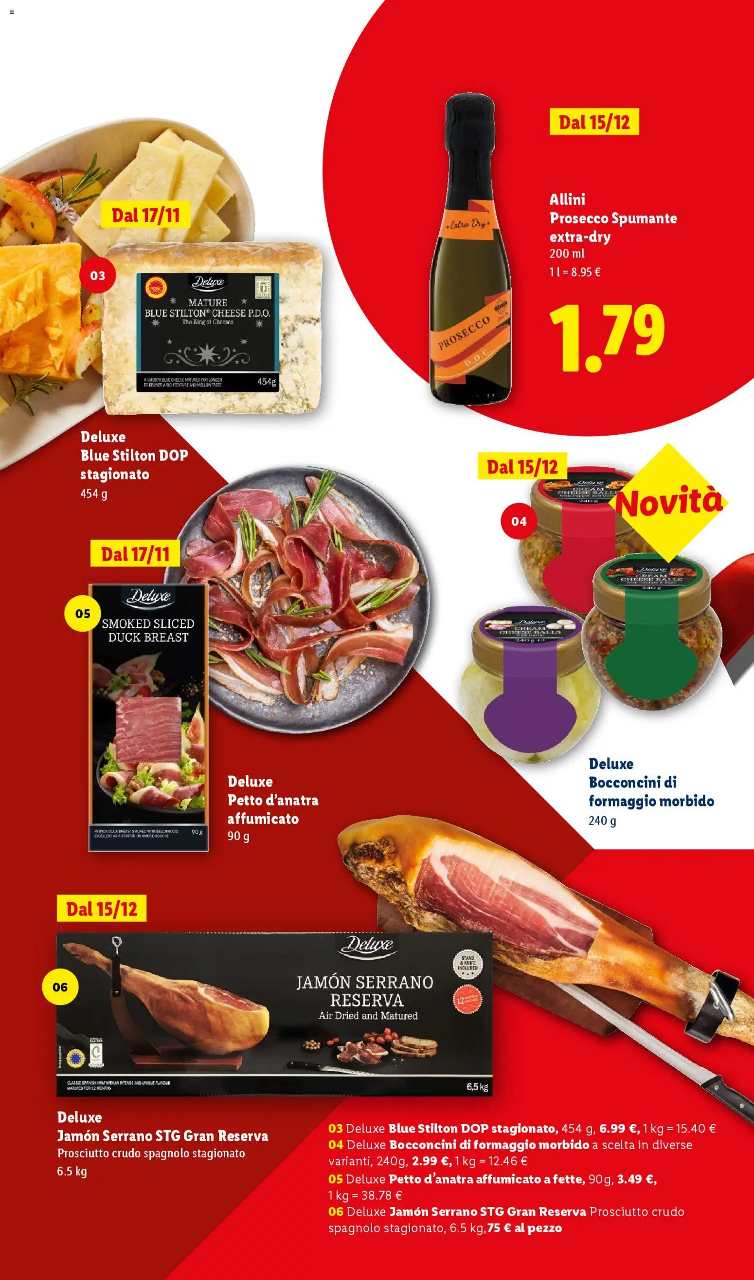 Volantino Lidl del 24.10.2025 | Pagina: 17 | Prodotti: Prosciutto Crudo, Formaggio, The, Spumante