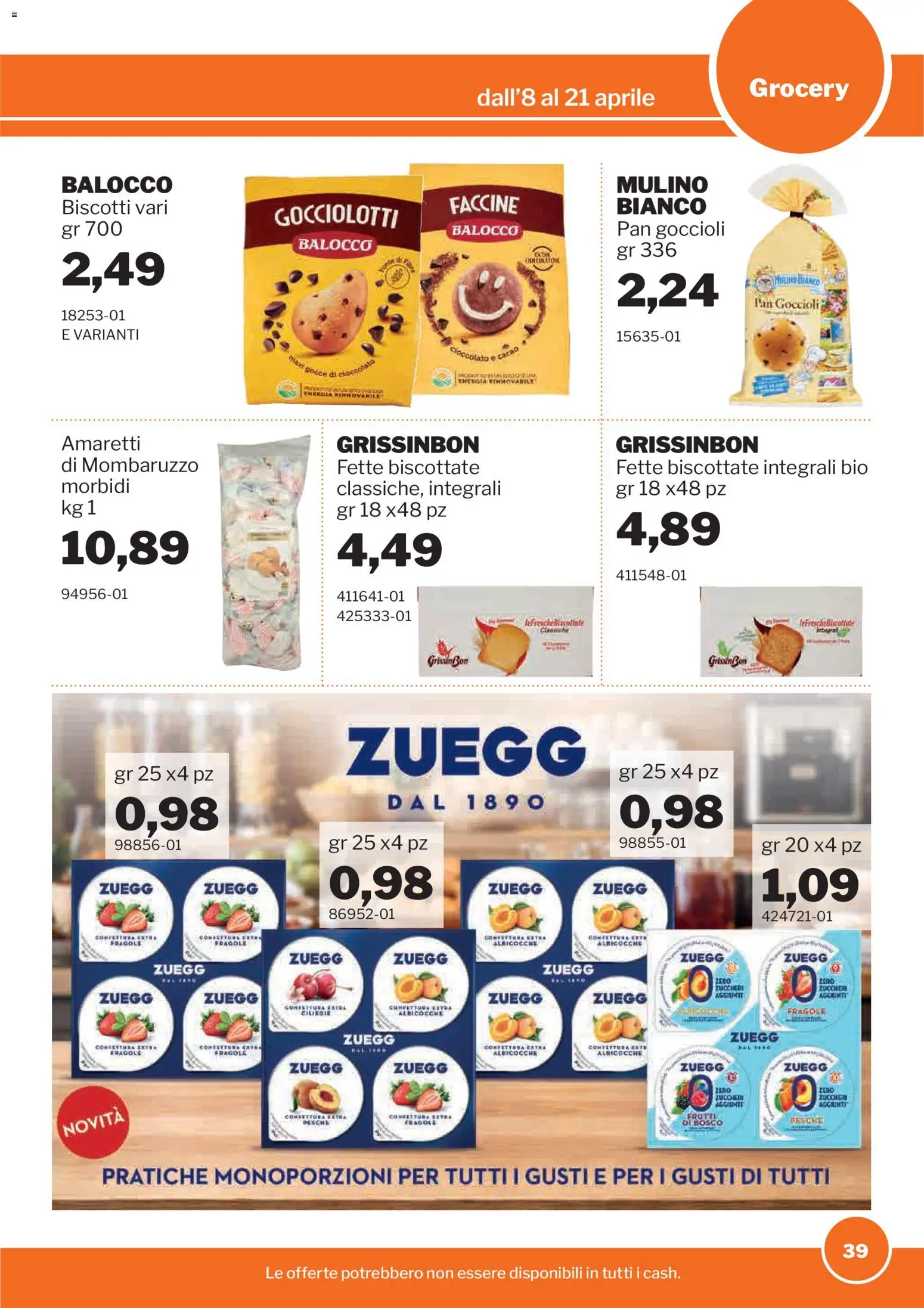 Volantino Sogegross del 08.04.2026 | Pagina: 39 | Prodotti: Cioccolato, Fragole, Albicocche, Fette biscottate