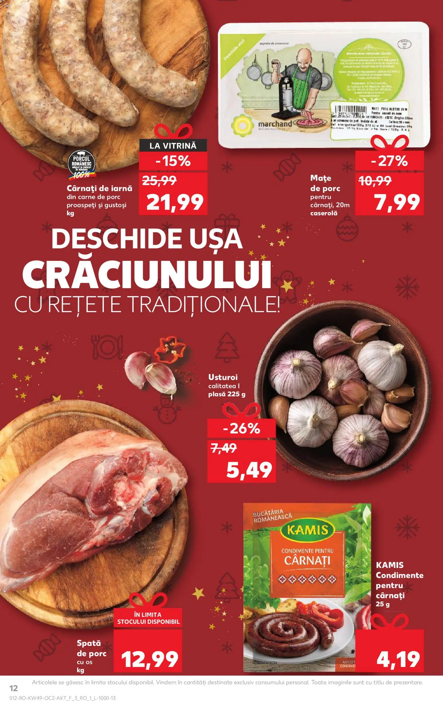 Noul catalog Kaufland – valabil de la 03.12.2025 | Pagină: 12 | Produse: Carne De Porc, Ușă, Condimente, Cârnați