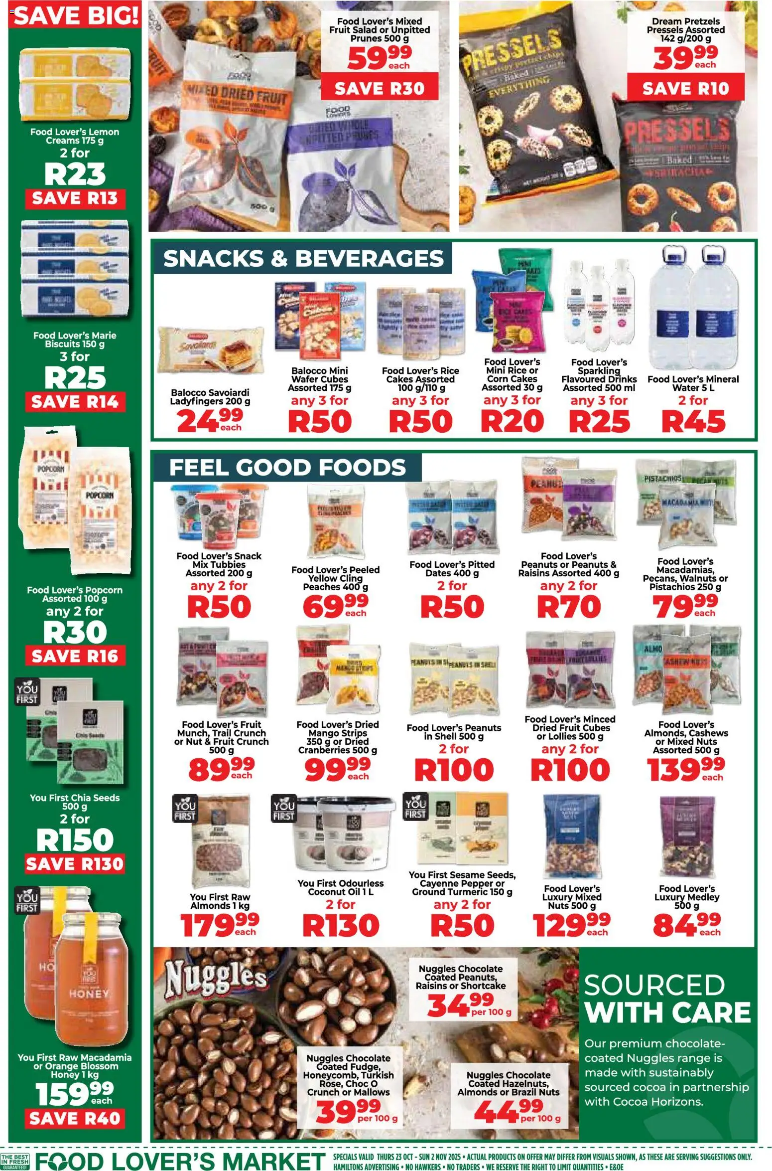 New Food Lover's Market catalogue – valid from 23.10.2025 | Page: 8 | Products: Dates, Biscuits, Nuts, Peach