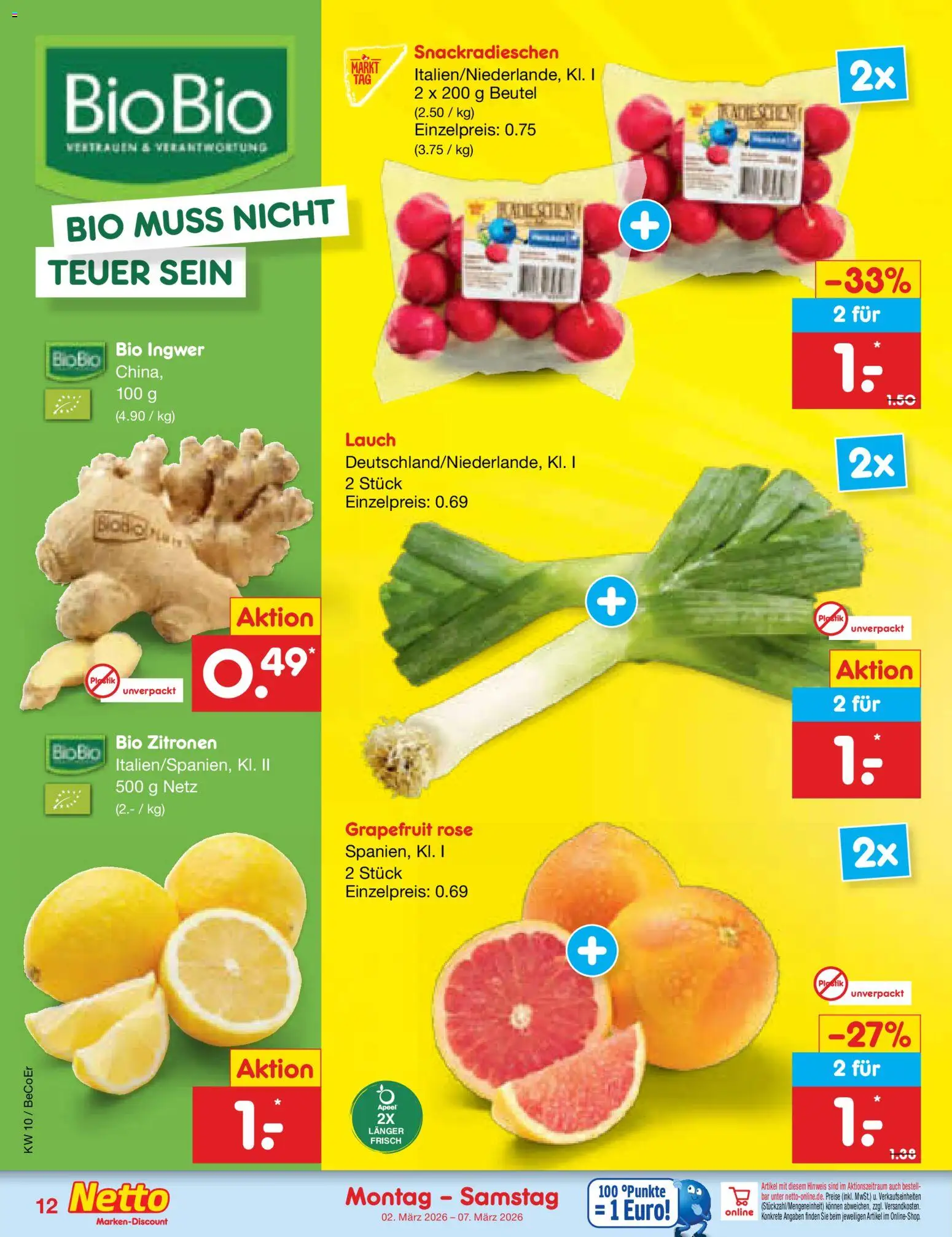 Netto Marken-Discount Prospekt 	 – gültig ab 02.03.2026 | Seite: 12 | Produkte: Grapefruit, Zitronen