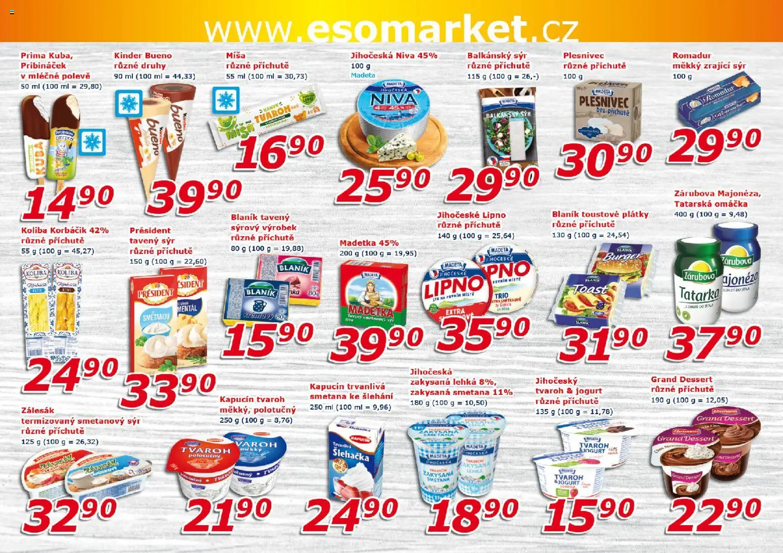 Eso market leták od 18.03.2026 | Strana: 4 | Produkty: Tavený sýr, Smetana ke šlehání, Niva, Kinder