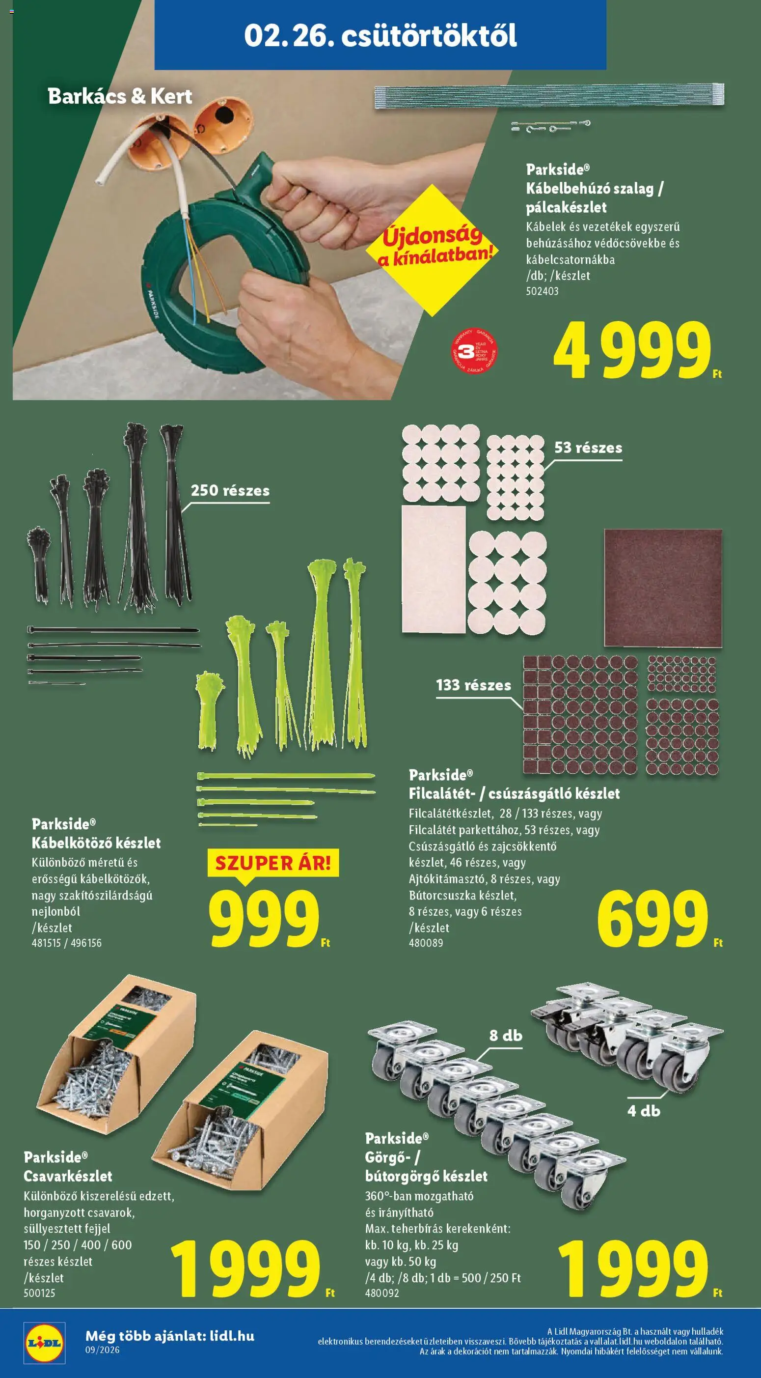 Lidl akciós ujság - amely érvényes a következő dátumtól: 26.02.2026 | Oldal: 8 | Termékek: Parkside