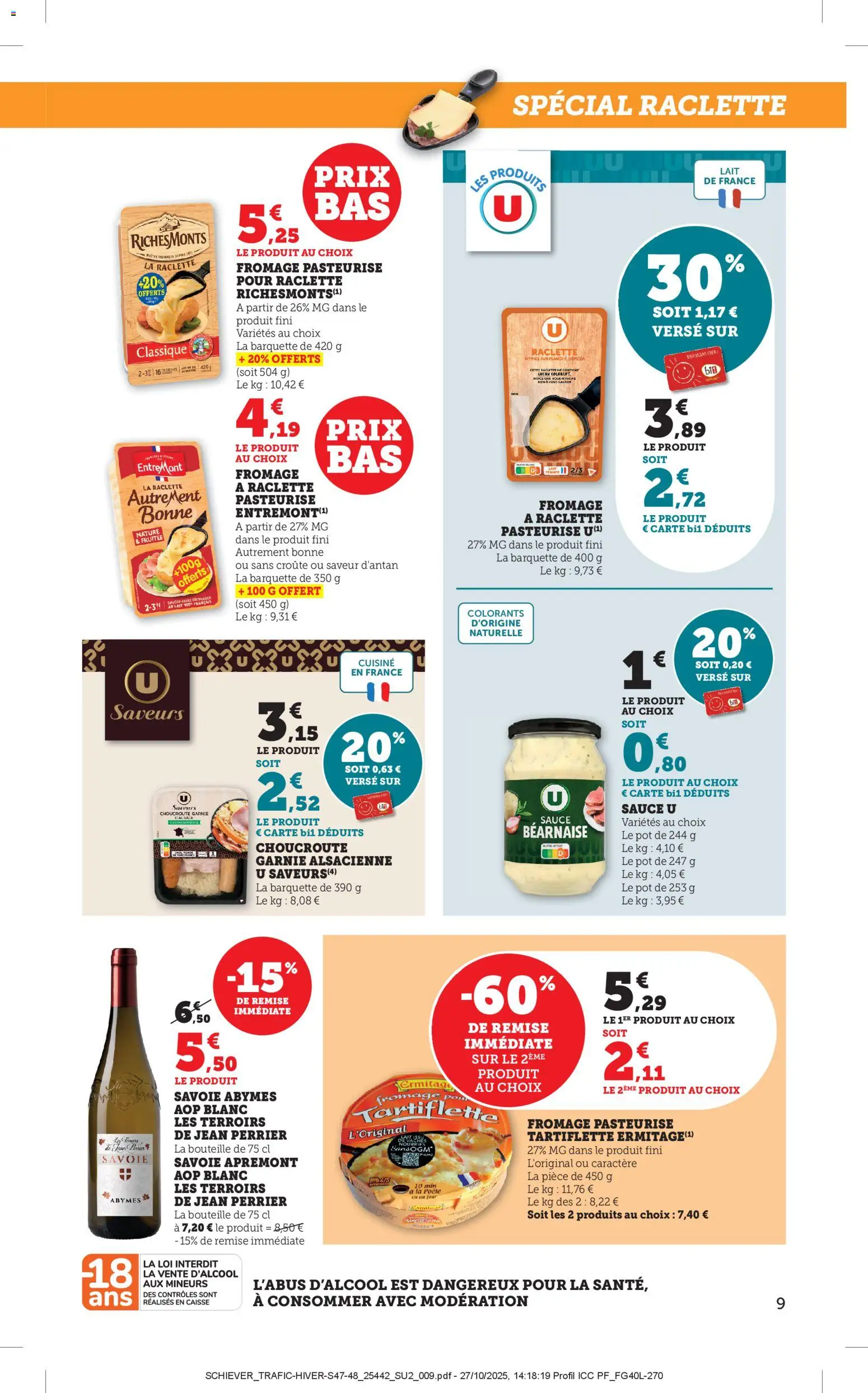 {H1} | Page: 9 | Produits: Poêle, Tartiflette, Raclette, Lait