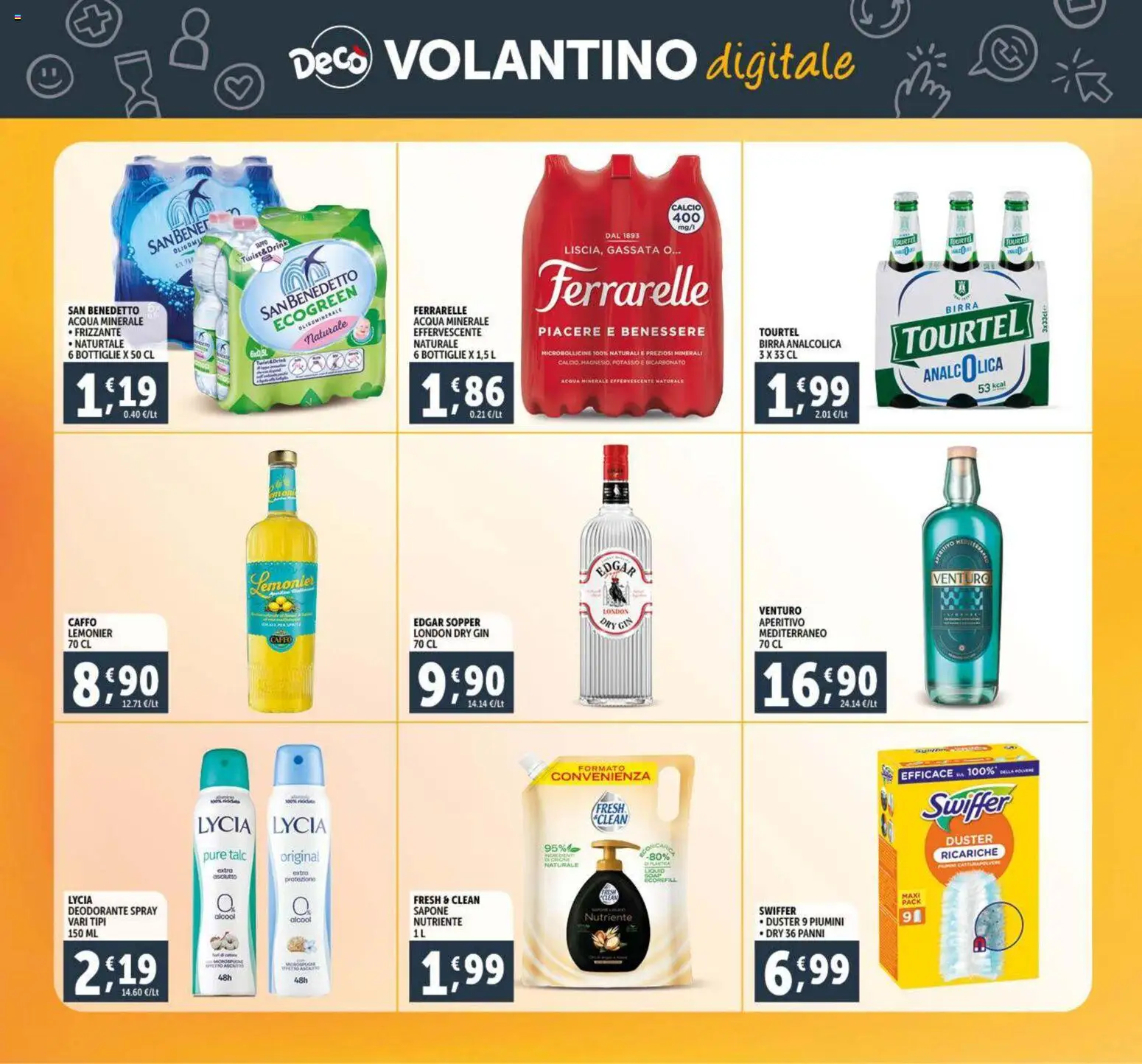 Volantino Decò del 28.10.2025 | Pagina: 32 | Prodotti: Sapone, Gin, Acqua minerale, Aperitivo