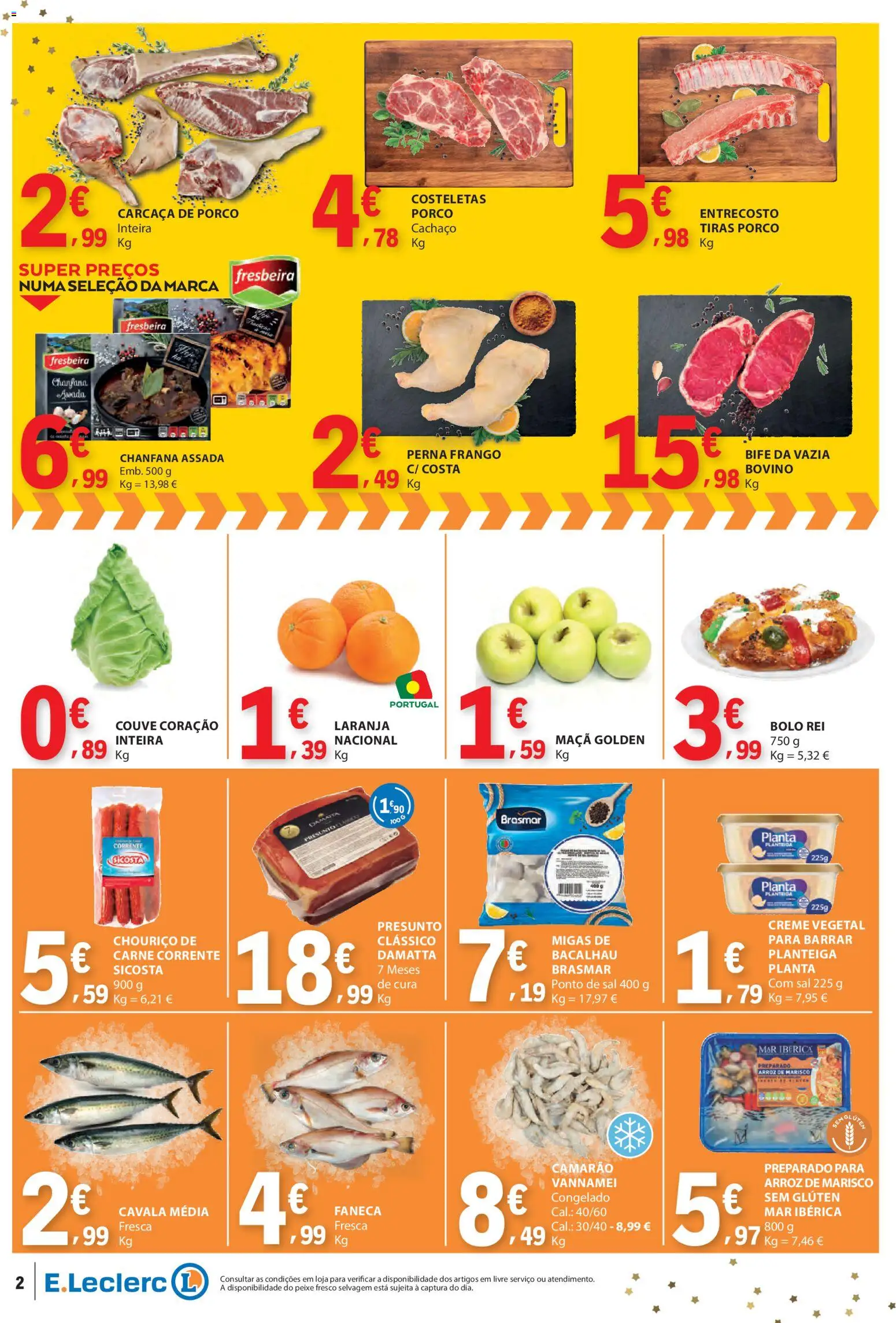 E.Leclerc Catálogo Fim de Semana │ válido de 14.11.2025 | Página: 2 | Produtos: Bolo, Sal, Carne, Couve