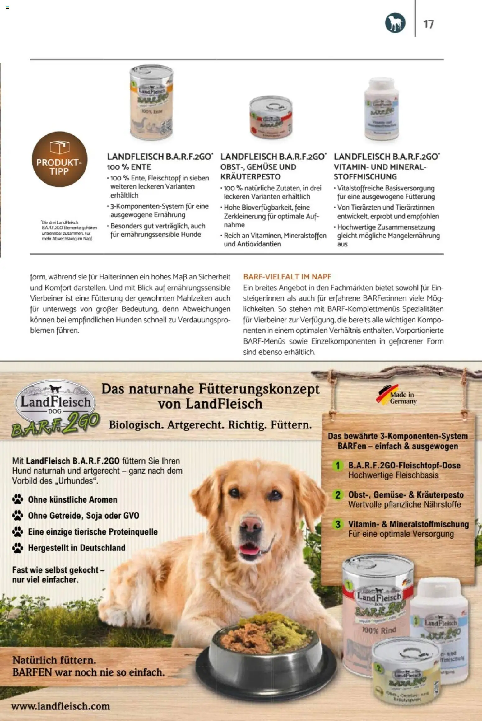 zookauf Heimtier Journal – gültig ab 01.04.2026 | Seite: 17 | Produkte: Gemüse, Fleisch, Ente