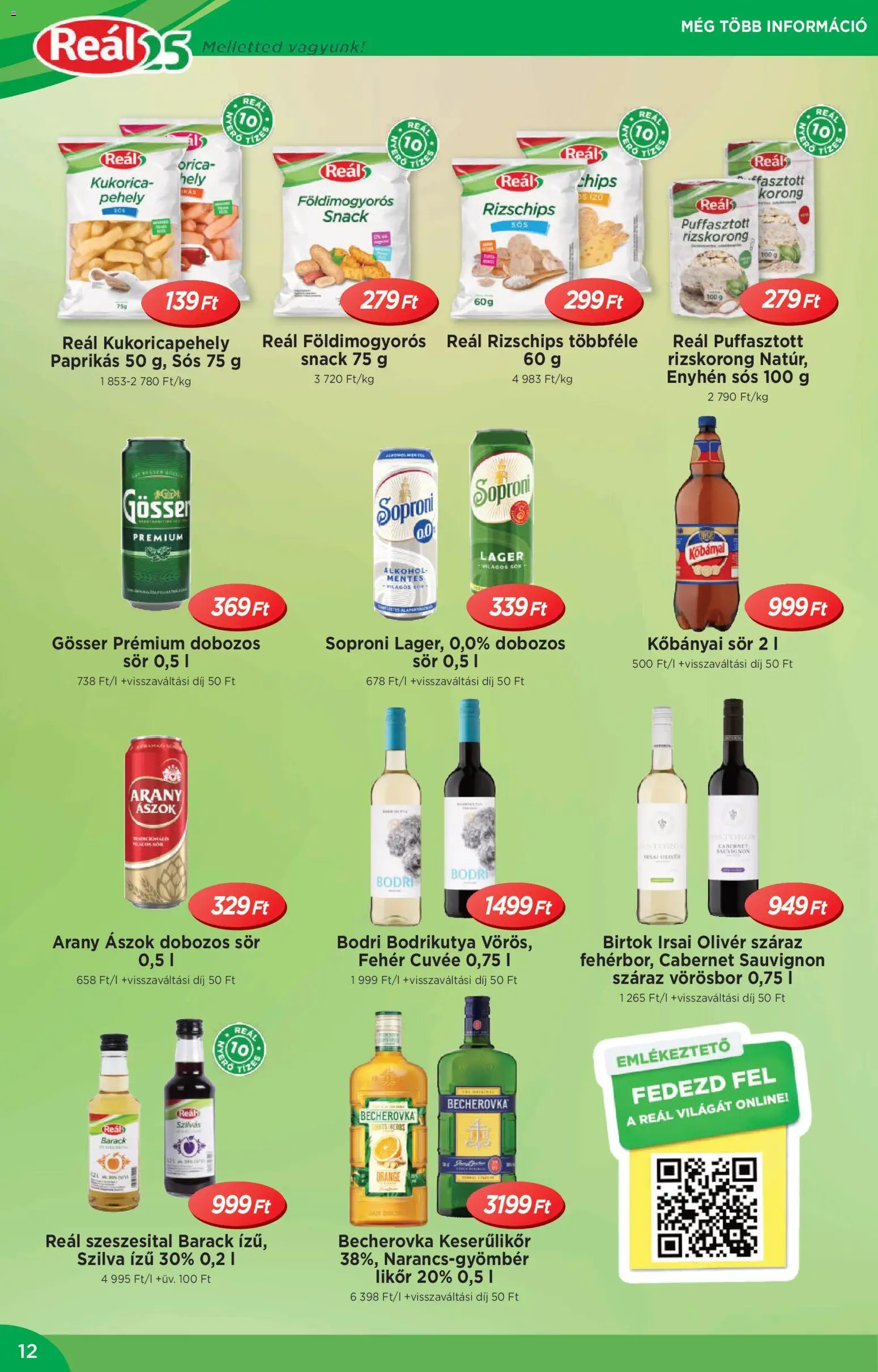 Reál akciós ujság - amely érvényes a következő dátumtól: 14.01.2026 | Oldal: 12 | Termékek: Chips, Kisela pavlaka, Arany ászok, Gösser