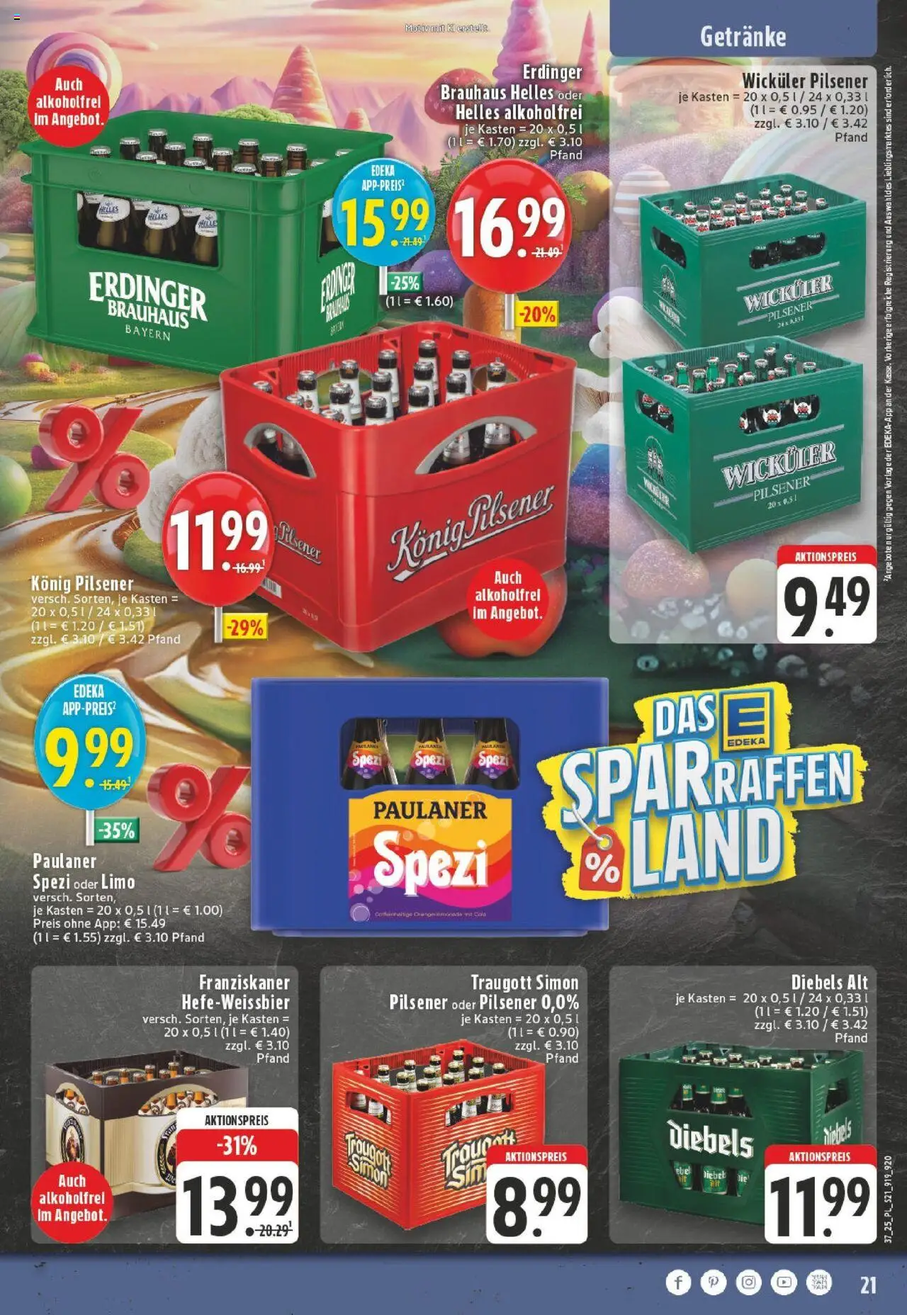 Edeka prospekt Xanten	 – gültig ab 07.09.2025 | Seite: 21 | Produkte: Konig pilsener, Cola, Diebels, Paulaner
