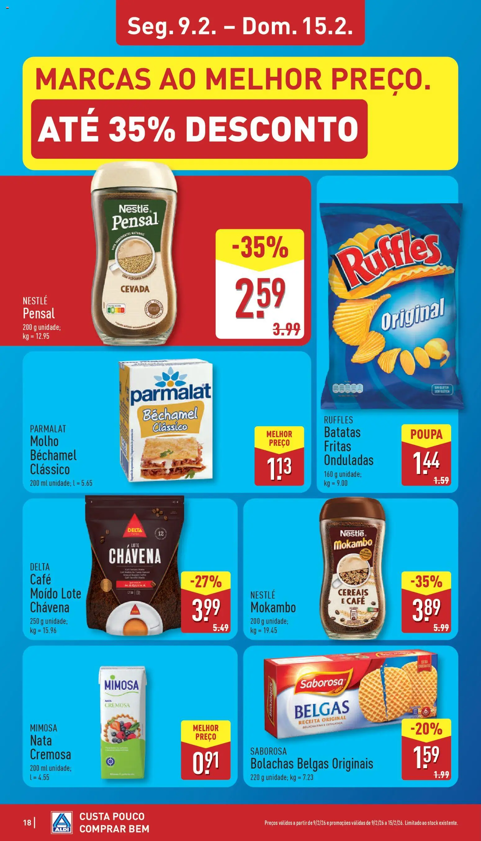 Aldi folheto │ válido de 09.02.2026 | Página: 18 | Produtos: Bolachas, Nestlé, Nata, Cereais