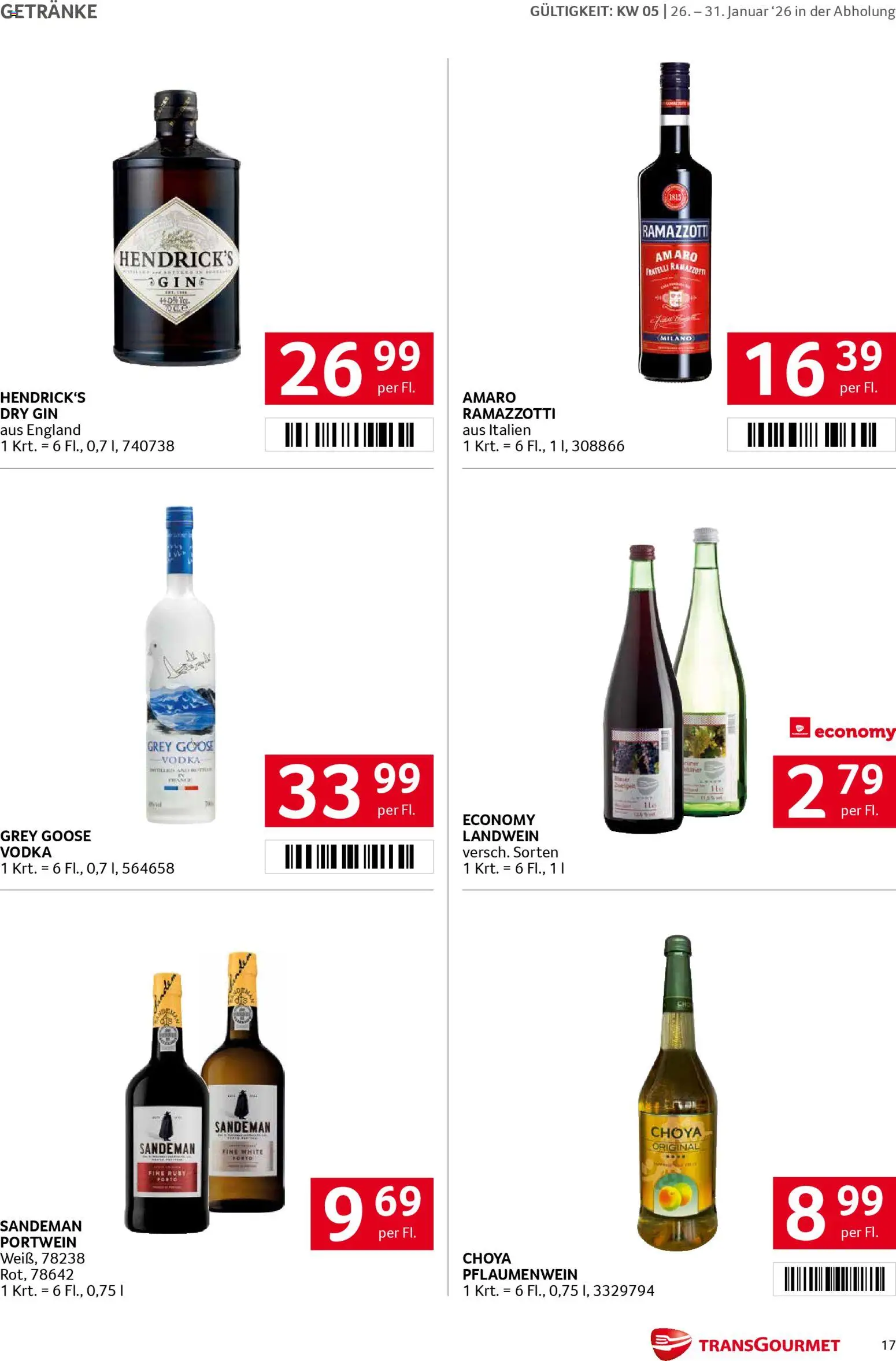 Transgourmet Flugblatt gültig ab 26.01.2026 | Seite: 17 | Produkte: Gin