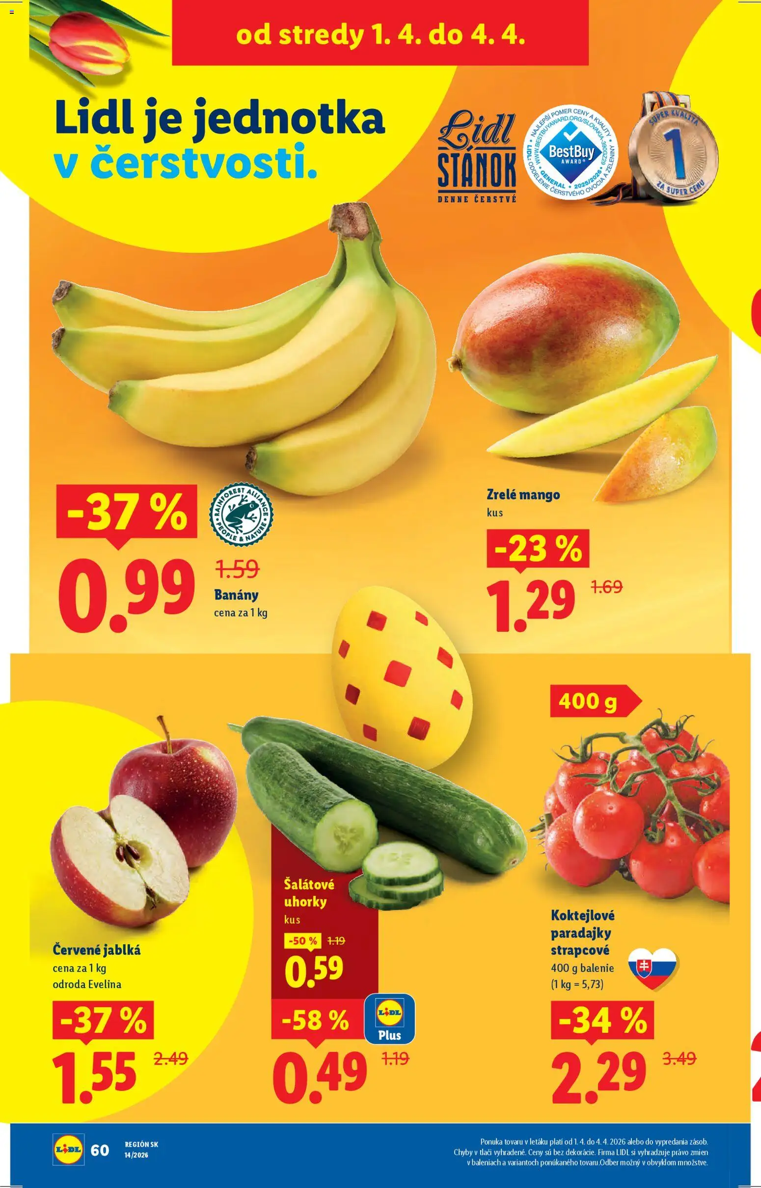 Nové Lidl akcie – leták je platný od 30.03.2026 | Strana: 76 | Produkty: Jablká, Banány, Apple, Uhorky