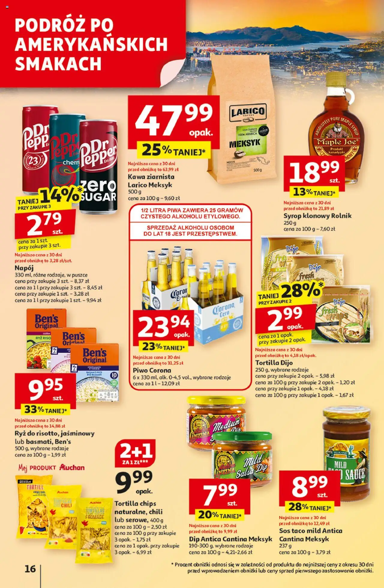 Auchan Gazetka - Pewność niskich cen Hipermarket od 07.08.2025 | Strona: 16 | Produkty: Chili, Syrop klonowy, Kawa, Sos