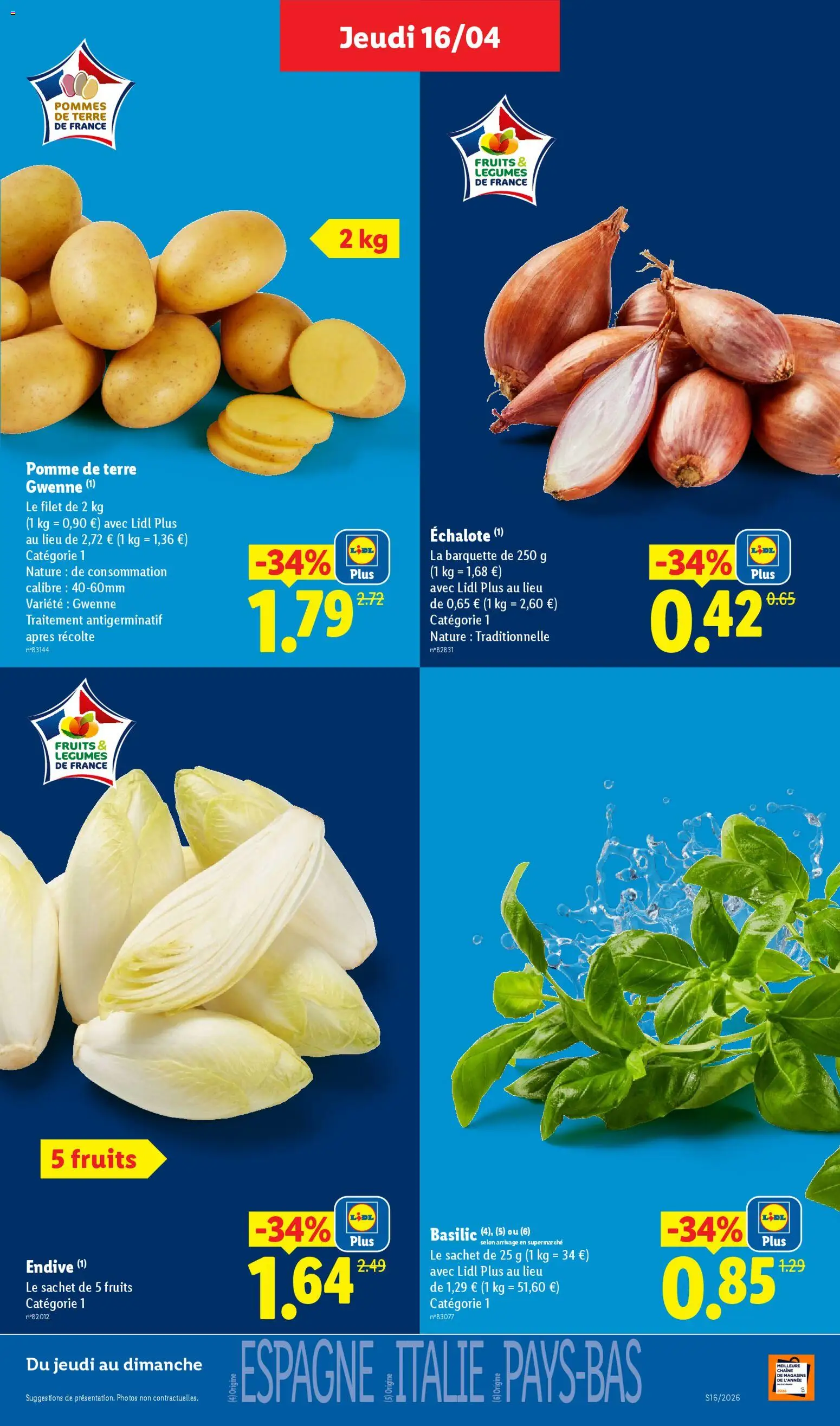 {H1} | Page: 3 | Produits: Échalote, Endive, Pommes, Pommes de terre