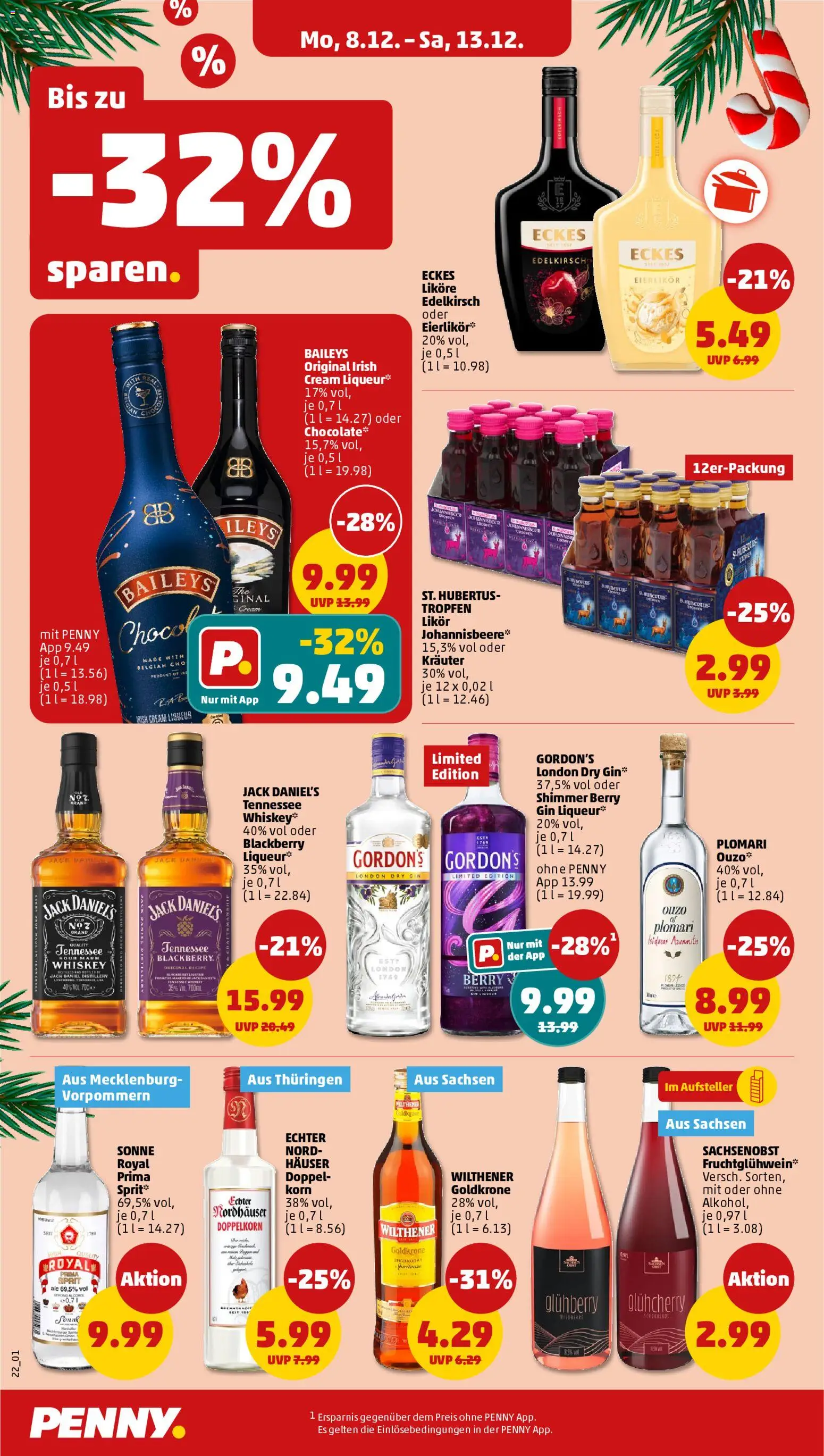 Penny Prospekt 	 – gültig ab 08.12.2025 | Seite: 26 | Produkte: Ouzo, Wilthener, Baileys, Gin