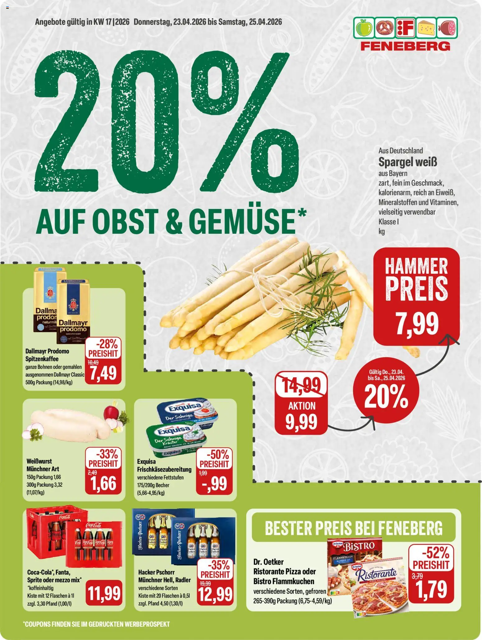 Feneberg Angebote – gültig ab 23.04.2026 | Seite: 1 | Produkte: Ristorante, Sprite, Spargel, Exquisa