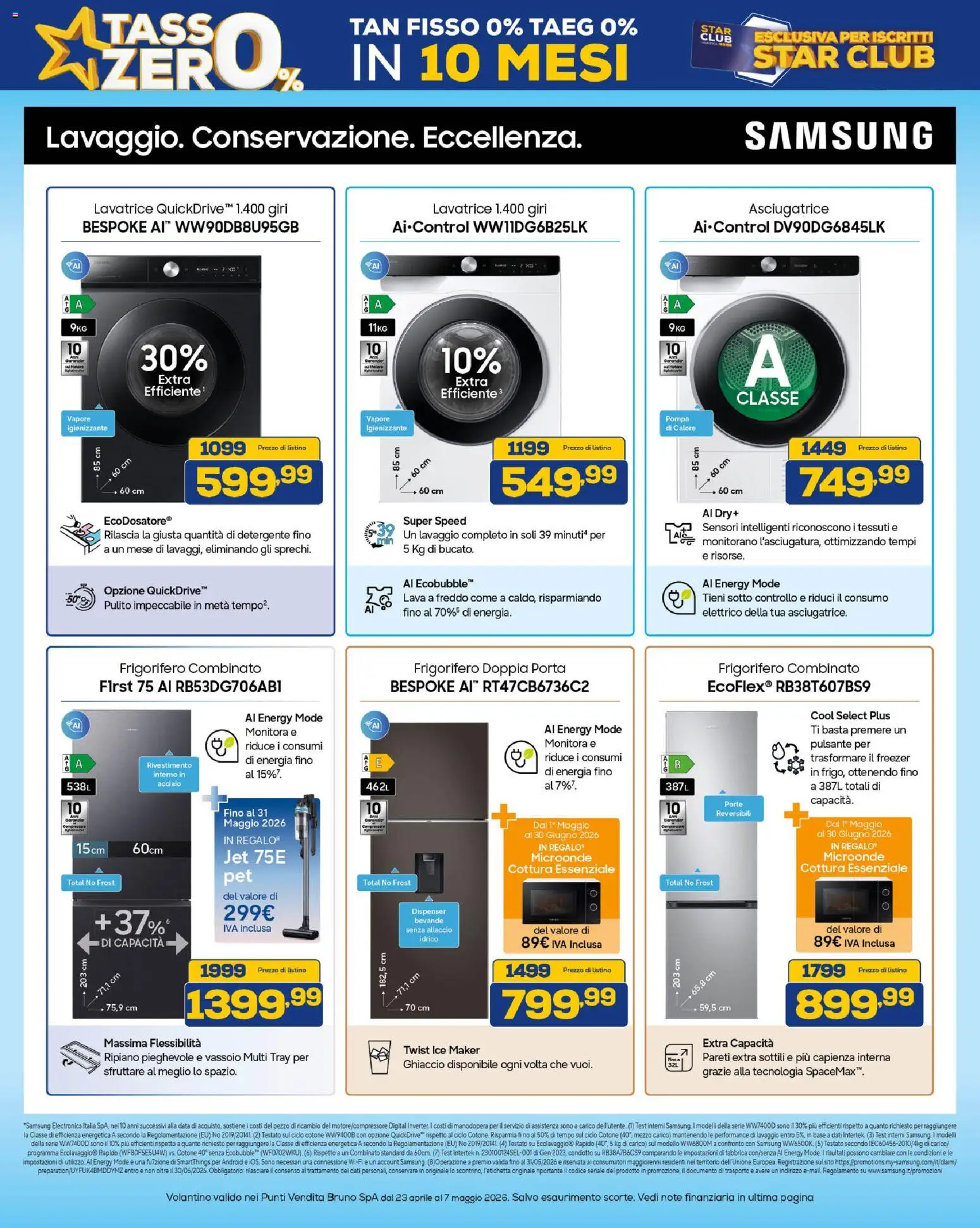 Volantino Euronics del 23.04.2026 | Pagina: 34 | Prodotti: Microonde, Detergente, Data, Samsung