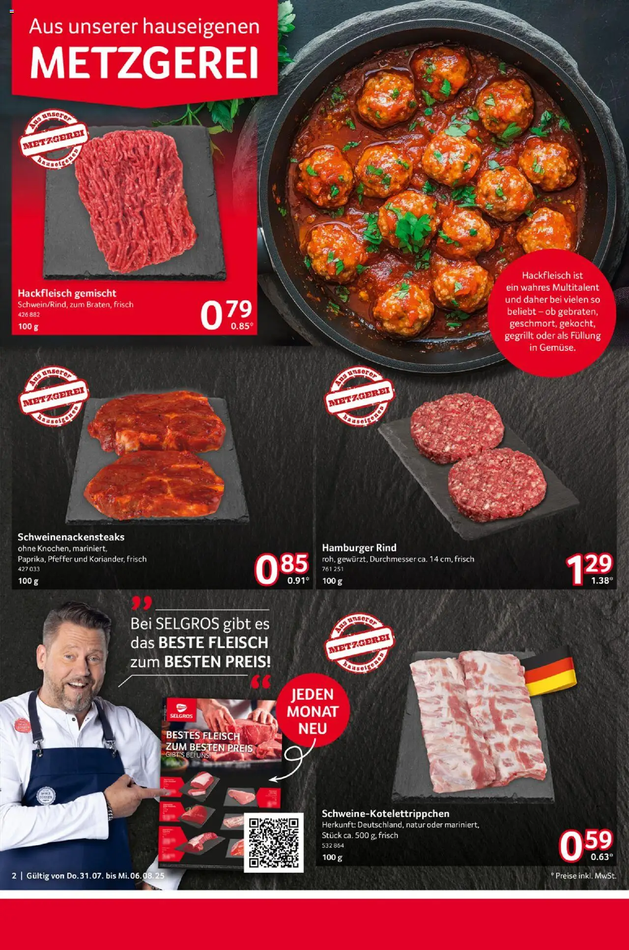 Selgros Prospekt 	 - gültig ab dem 31.07.2025 | Seite: 2 | Produkte: Pfeffer, Fleisch, Hackfleisch