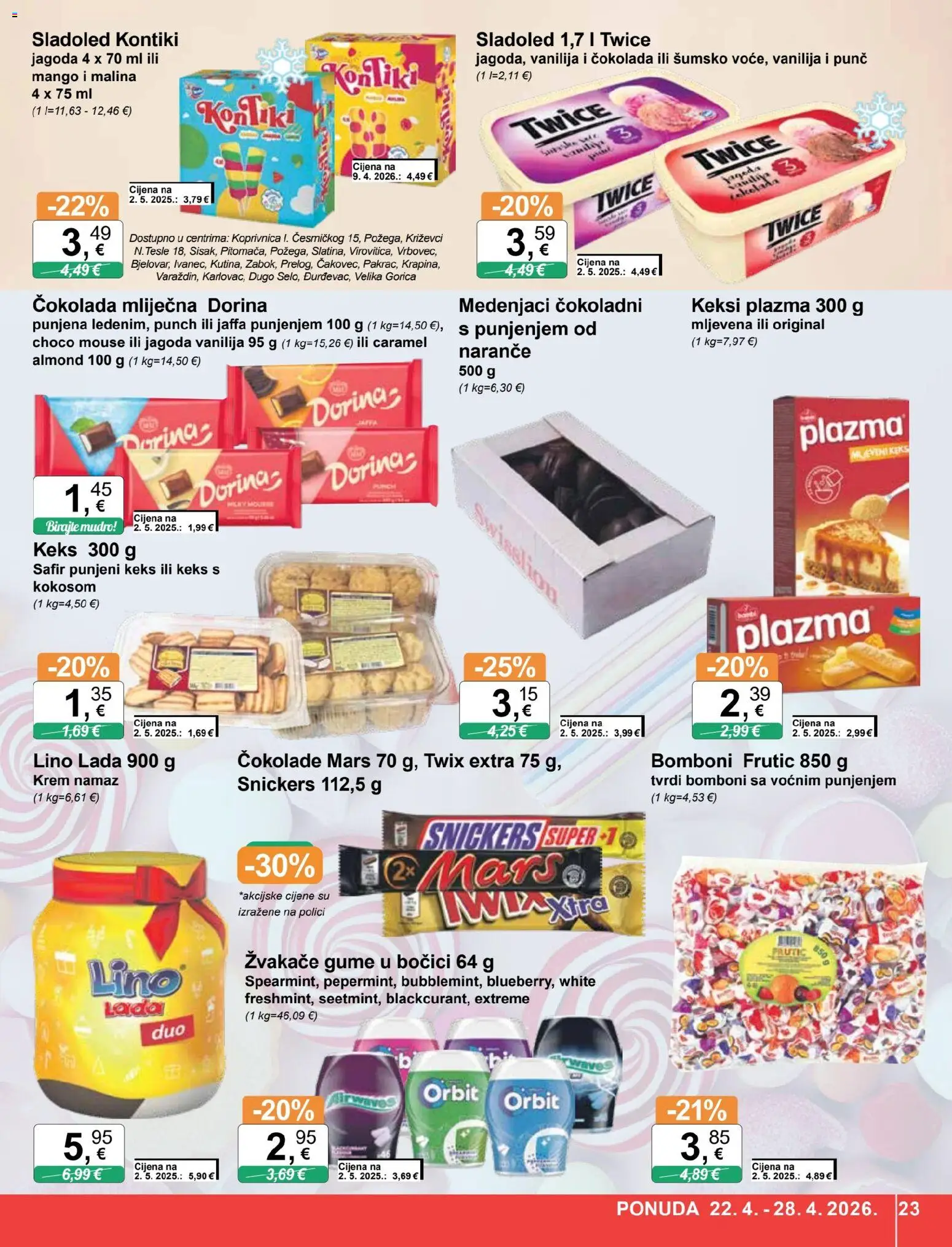 KTC katalog | vrijedi od 22.04.2026 | Stranica: 23 | Proizvodi: Dorina, Lino Lada, Keks, Mango