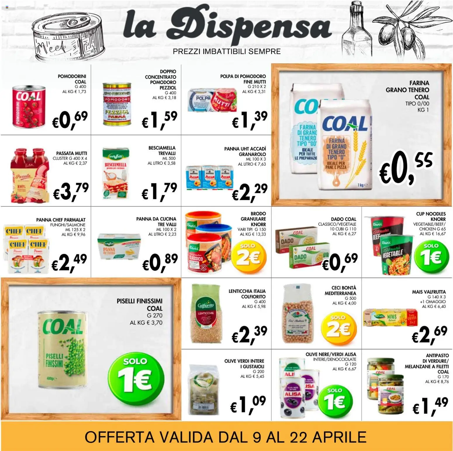 Volantino Coal del 09.04.2026 | Pagina: 14 | Prodotti: Pomodorini, Pizza, Mutti, Besciamella